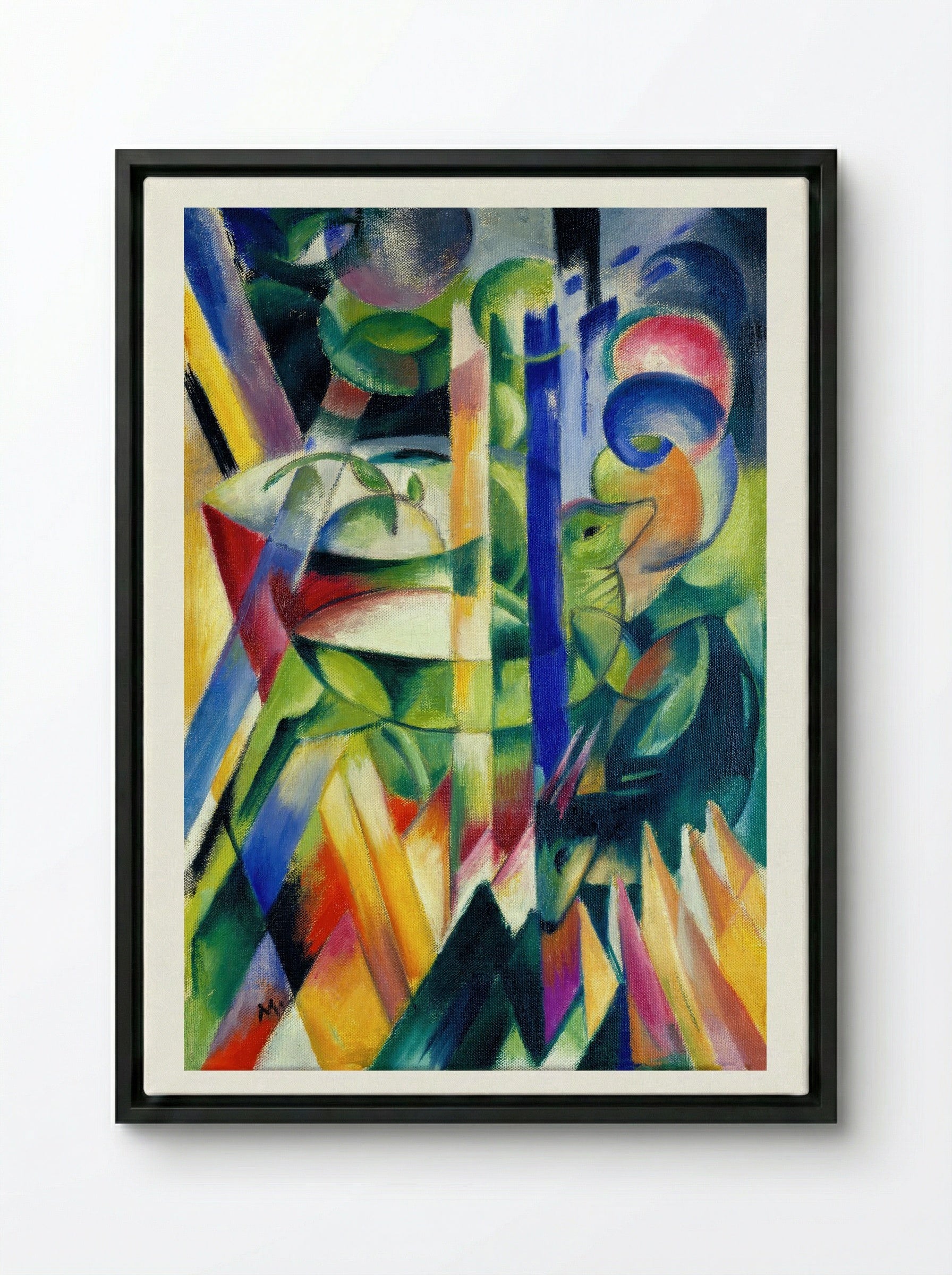 The Little Mountain Goats - Franz Marc - Framed Canvas Black