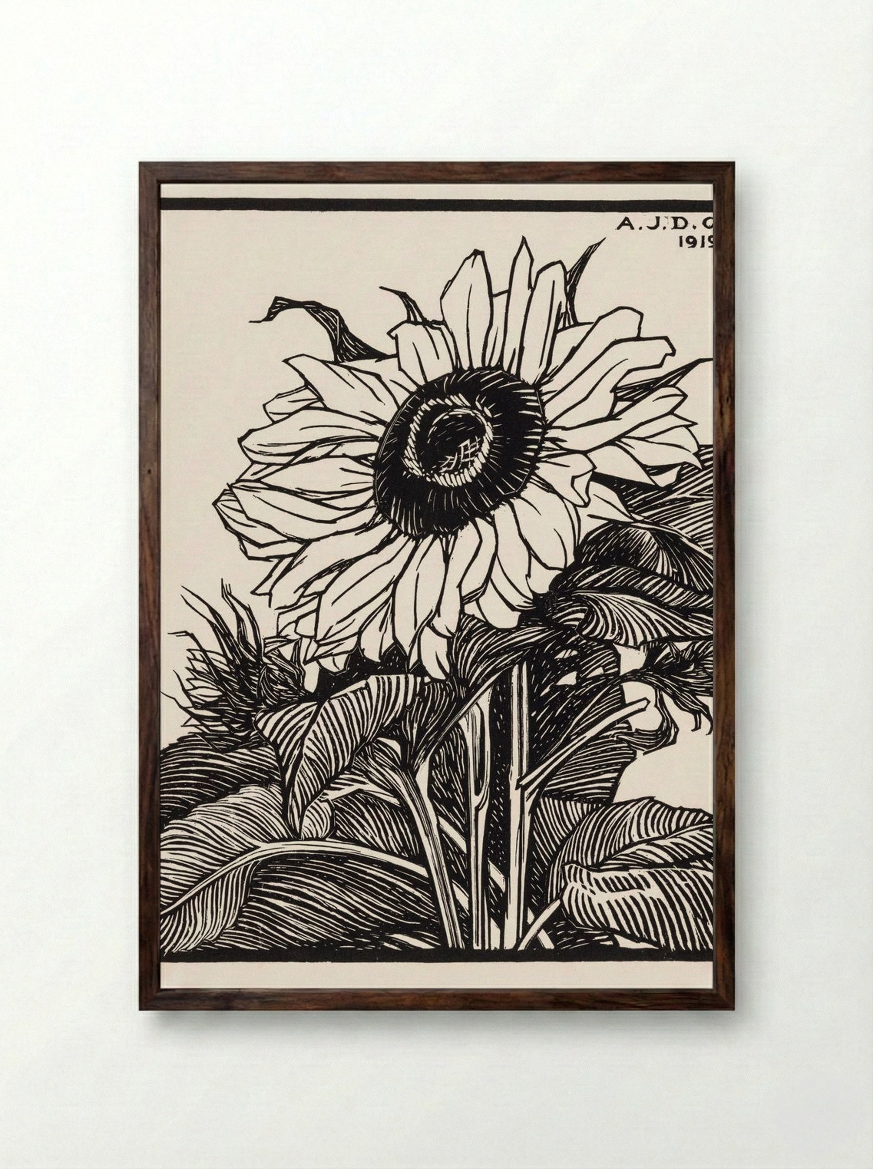Sunflower - Julie de Graag - Framed Print Dark Wood