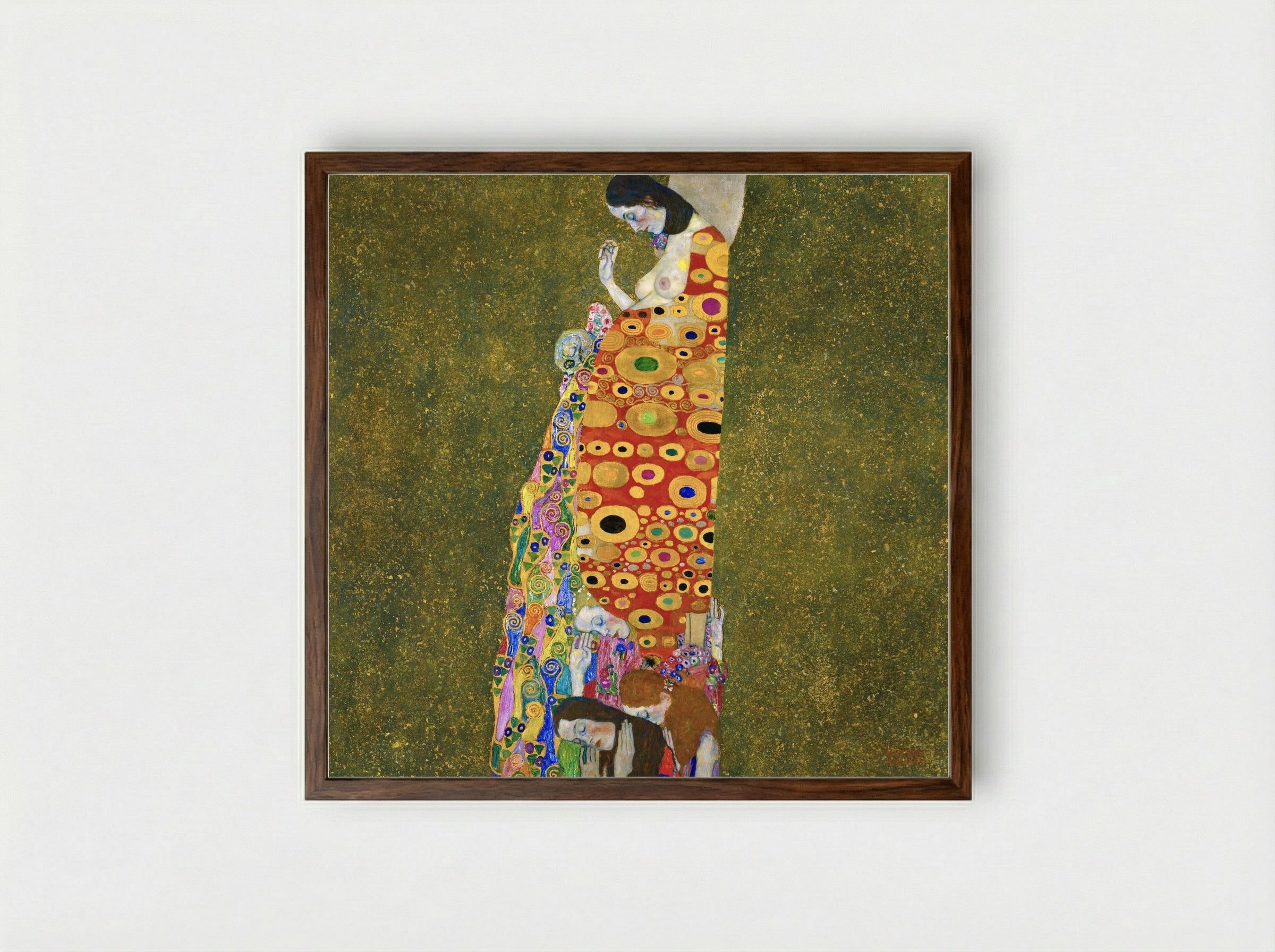 Hope II - Gustav Klimt - Framed Print Dark Wood