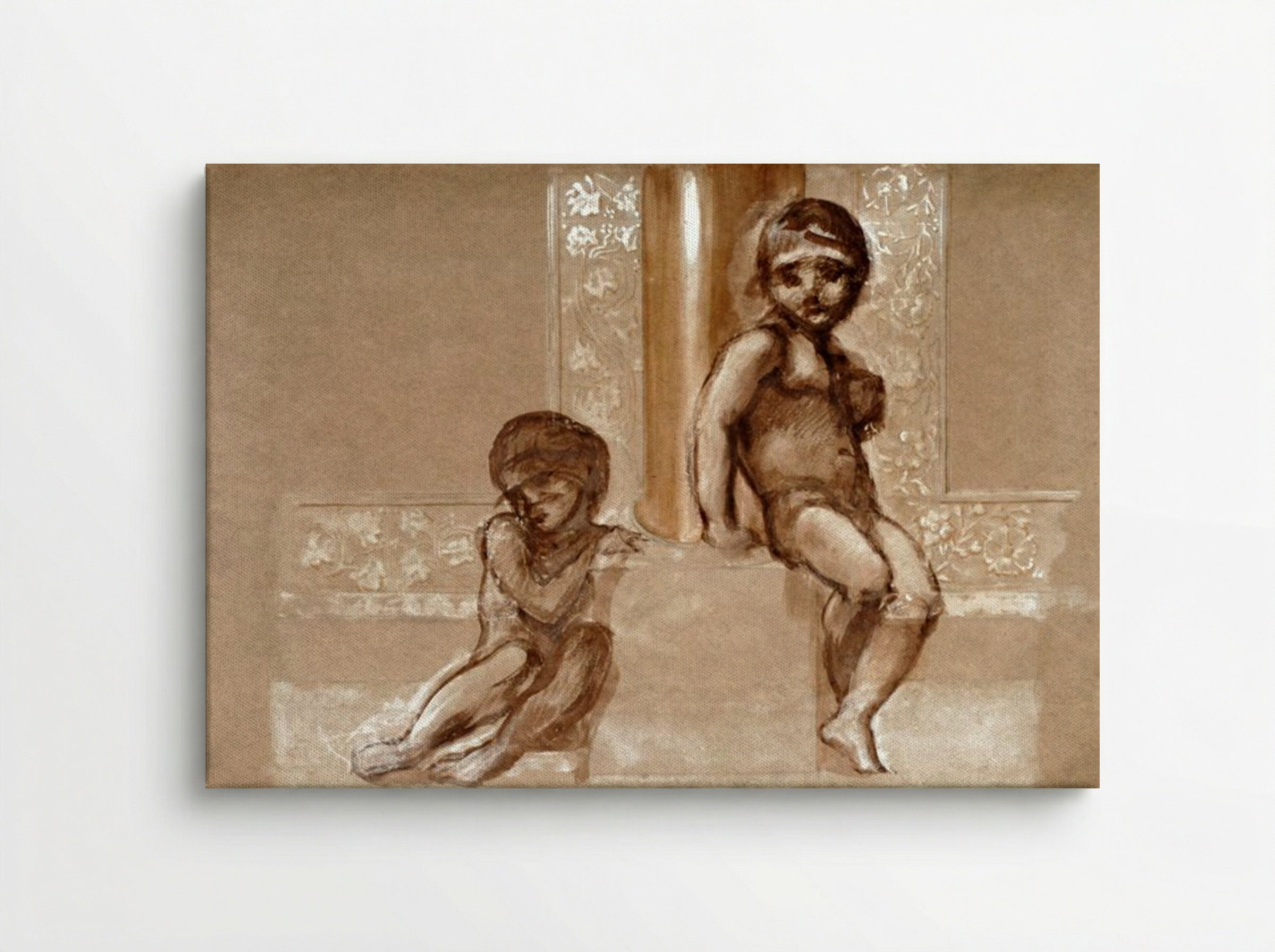 Study of Two Putti for 'The Troy Triptych' - Edward Burne-Jones - Canvas