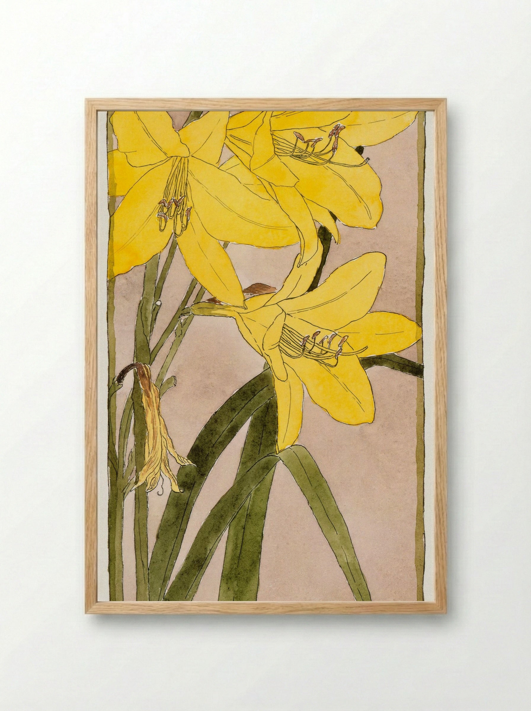 Yellow Daylily (1915) - Hannah Borger Overbeck - Framed Print Wood