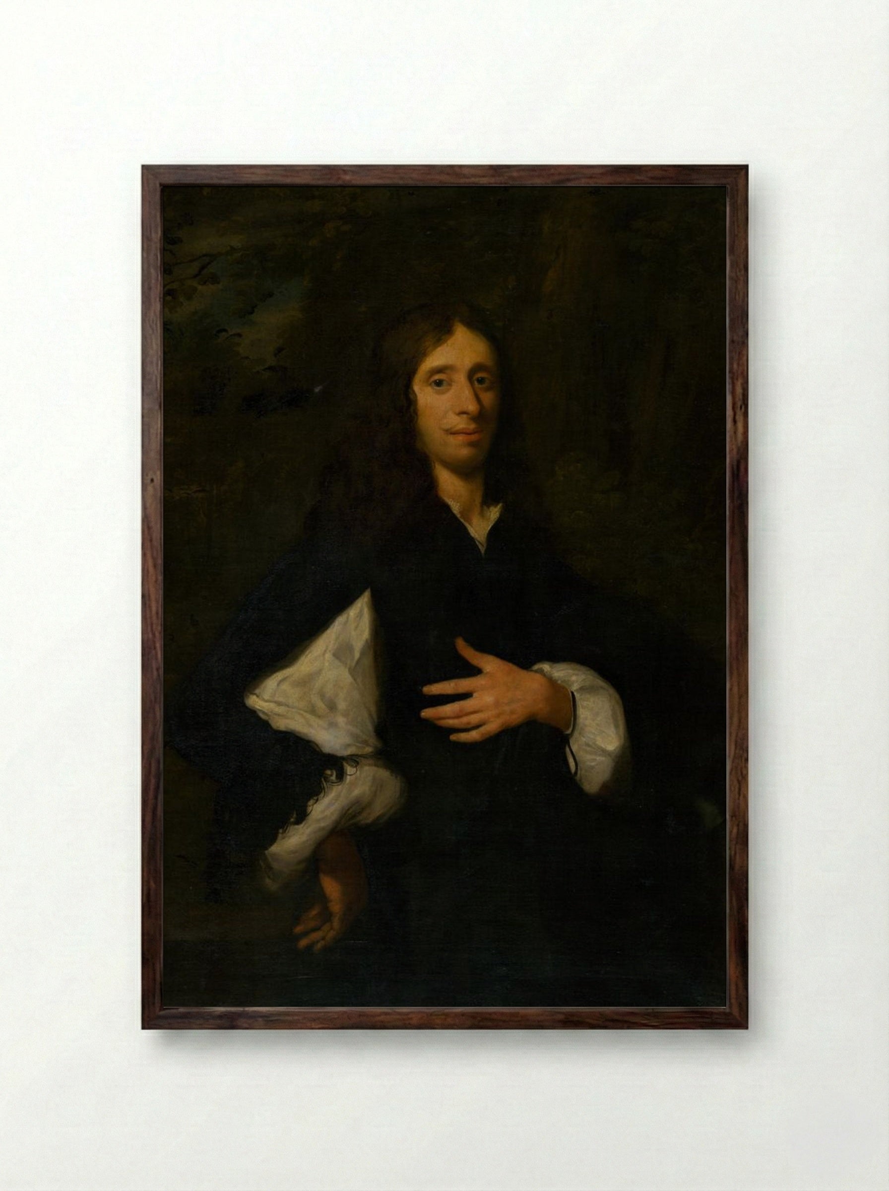 Portrait of a Gentleman - Caspar Netscher - Framed Print Dark Wood