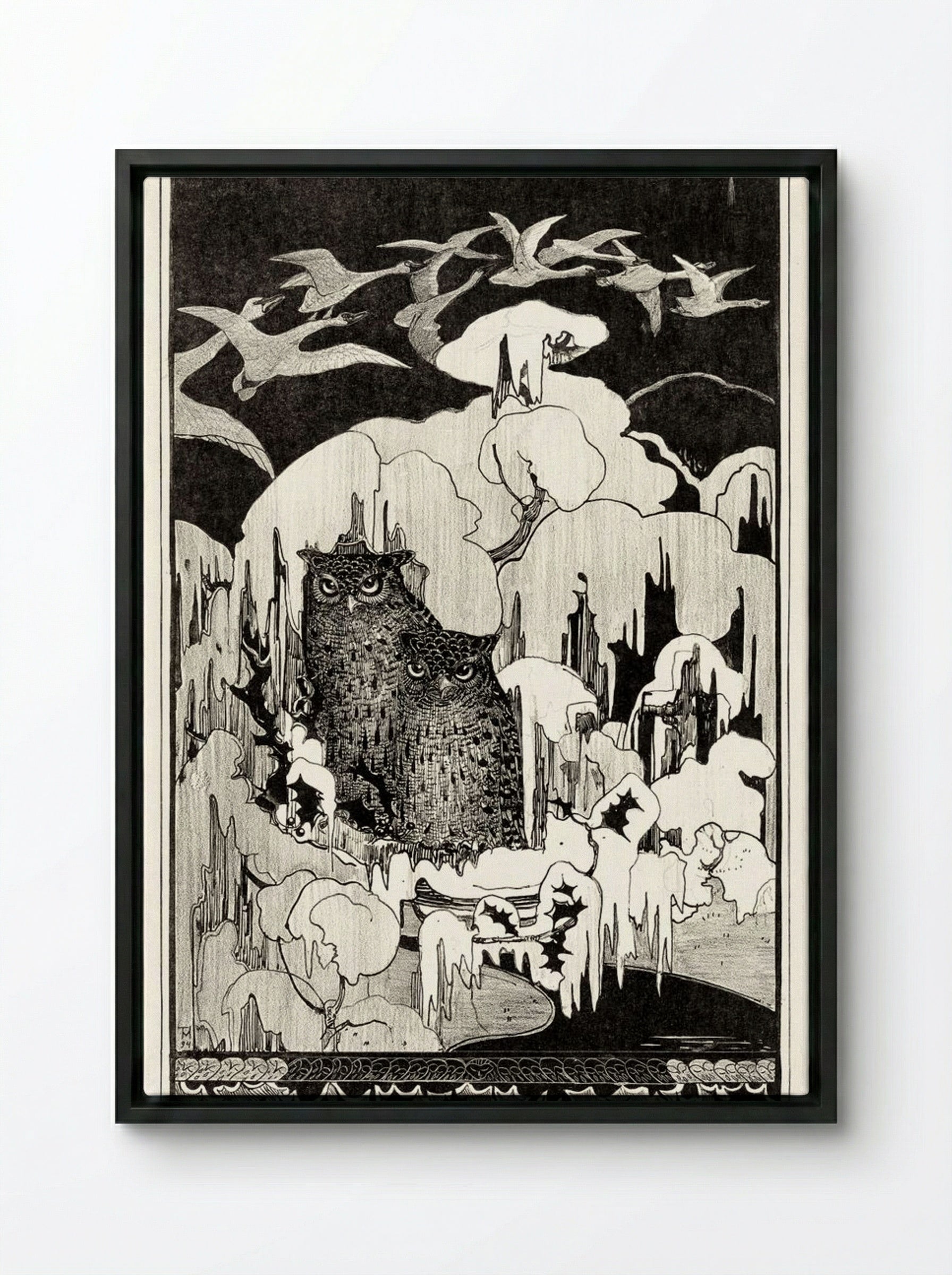 Kerstnacht (Christmas Night) - Theo van Hoytema - Framed Canvas Black