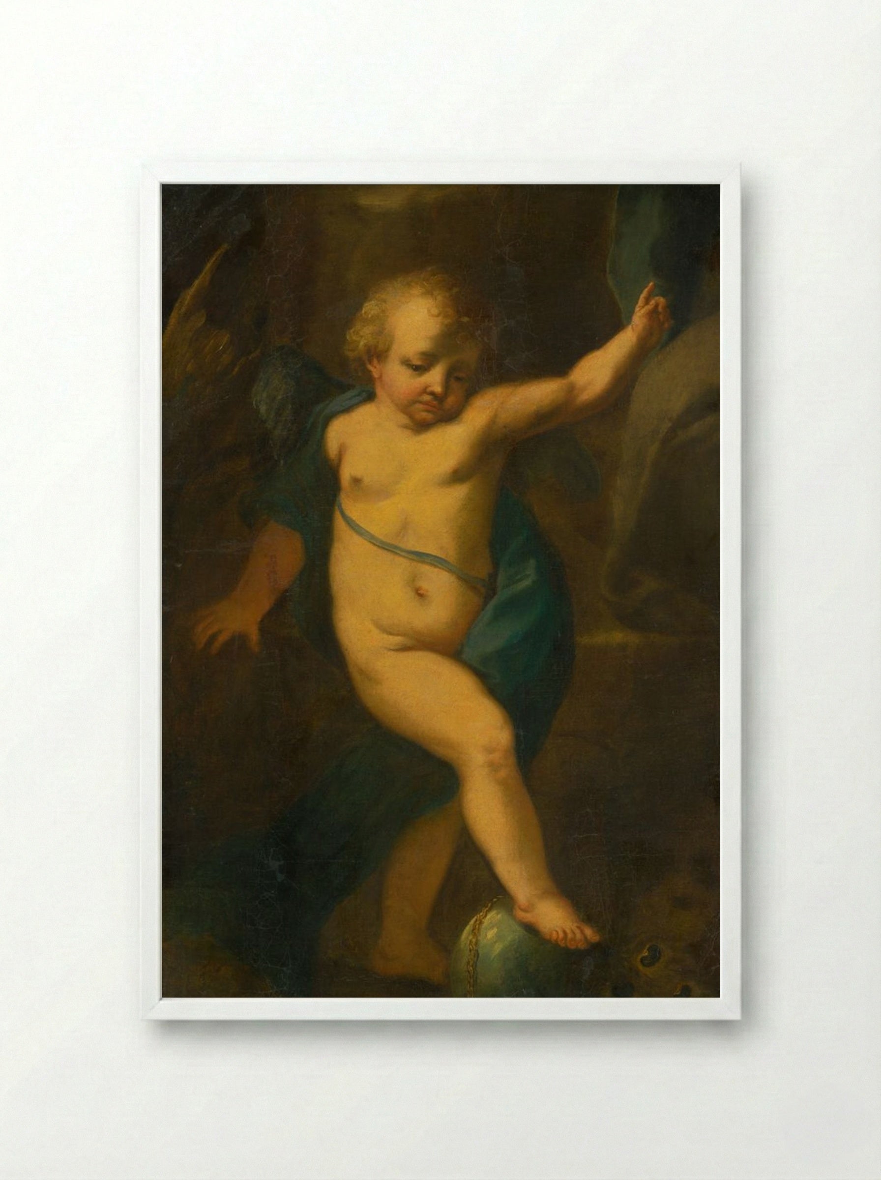 Allegorical Figure of an Angel - Fine Art Print - Framed Print White