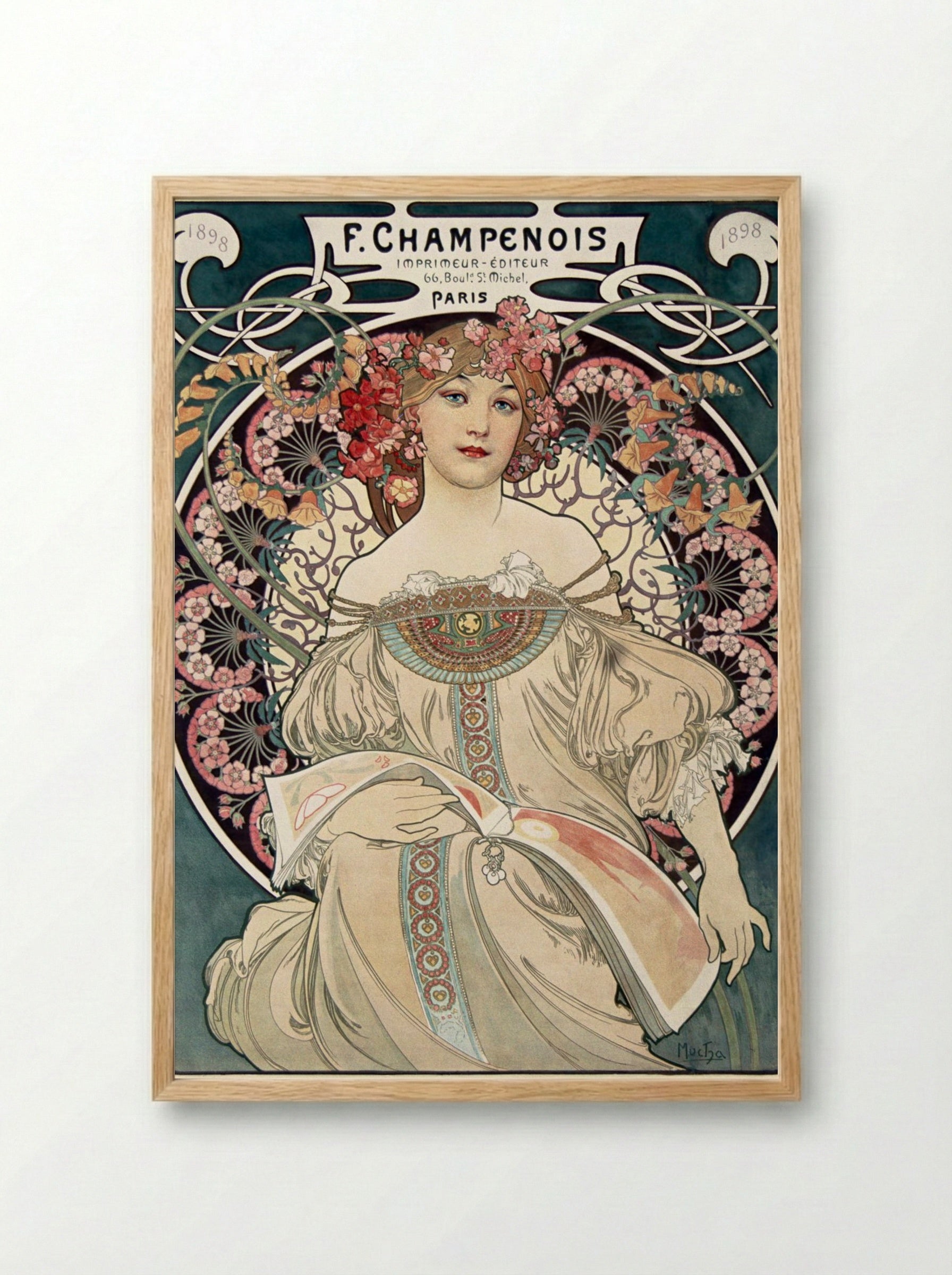 F. Champenois Imprimeur-Éditeur - Alphonse Mucha - Framed Print Wood