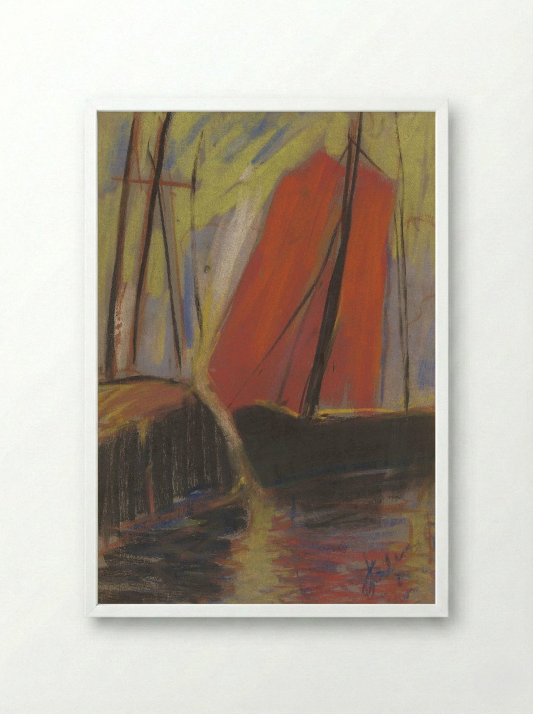 Red Yacht - Zolo Palugyay - Framed Print White