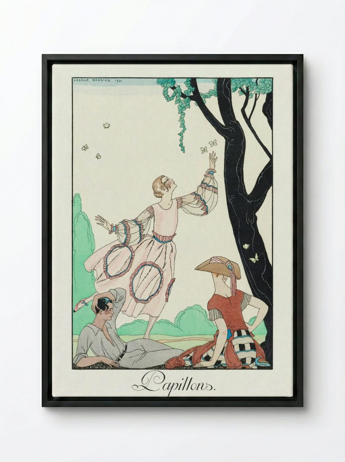 Papillons - George Barbier - Framed Canvas Black