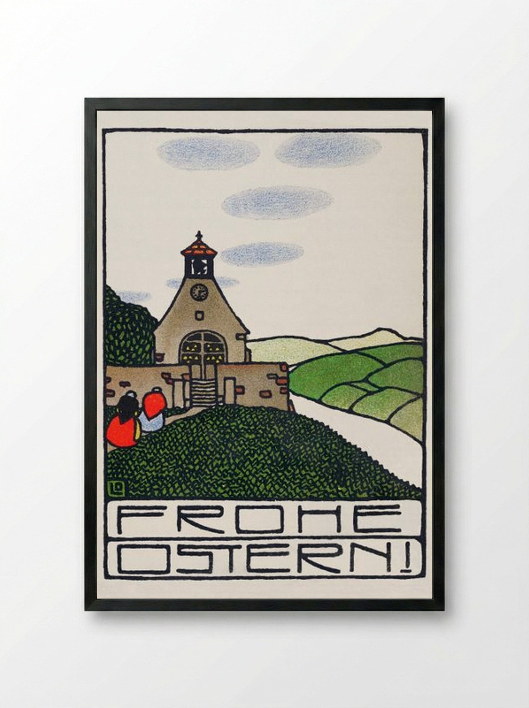 Happy Easter - Otto Friedrich Carl Lendecke - Framed Print Black