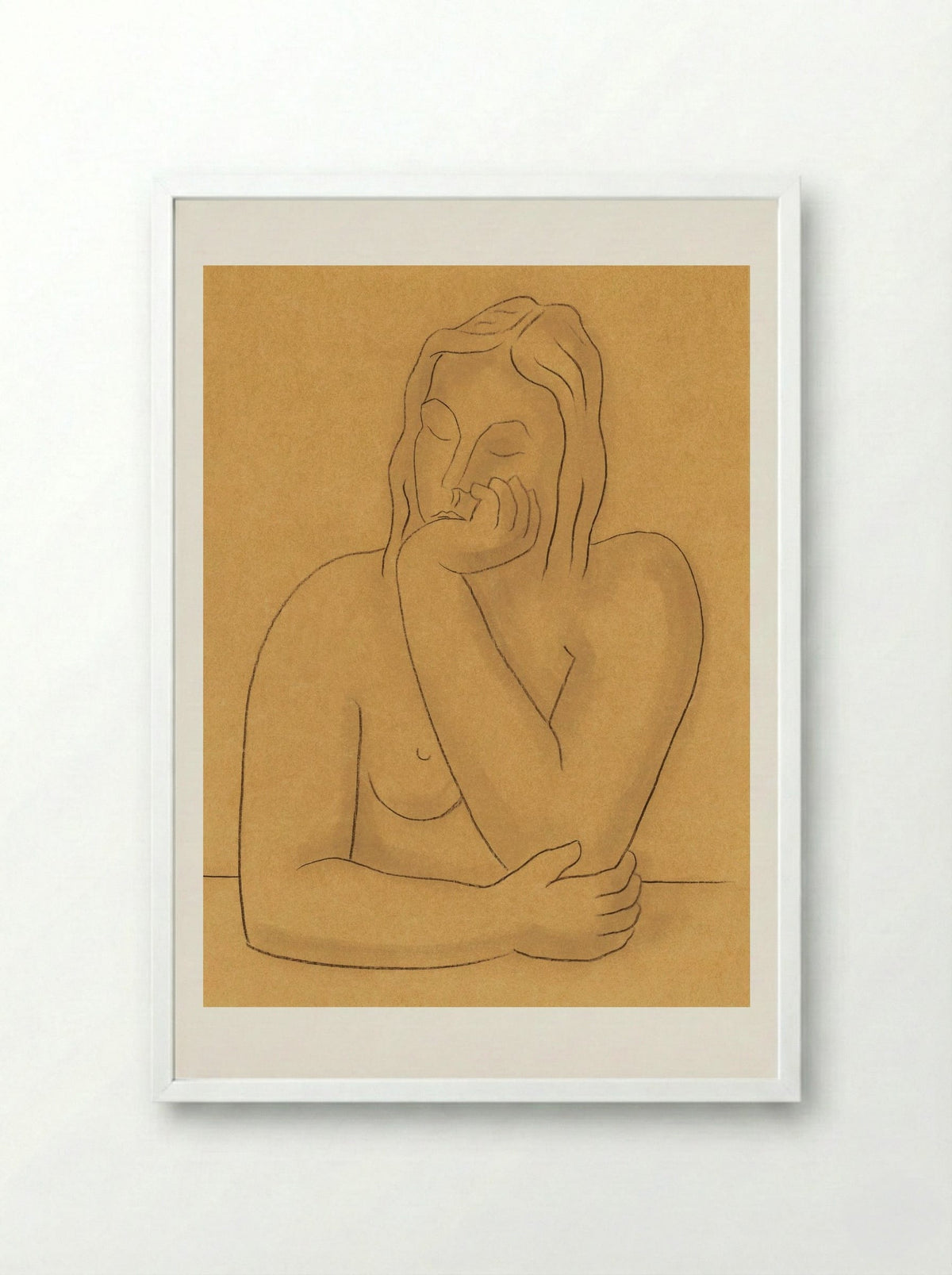 Seated Woman - Mikuláš Galanda - Framed Print White
