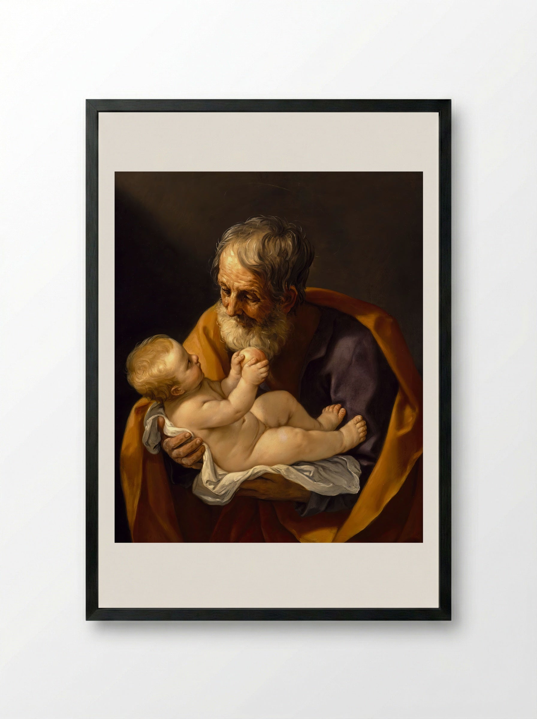 Saint Joseph and the Christ Child - Guido Reni - Framed Print Black
