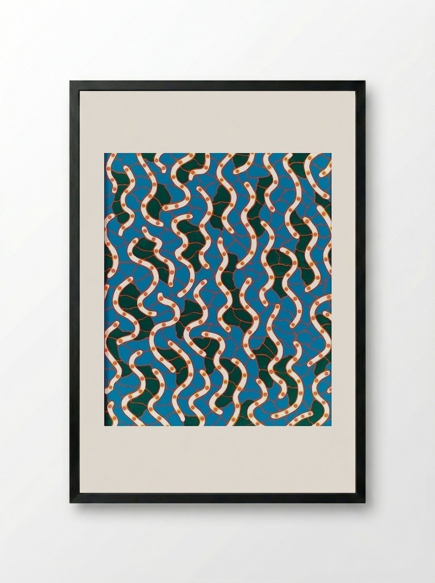 Waves on the Hudson River - Yayoi Kusama - Framed Print Black