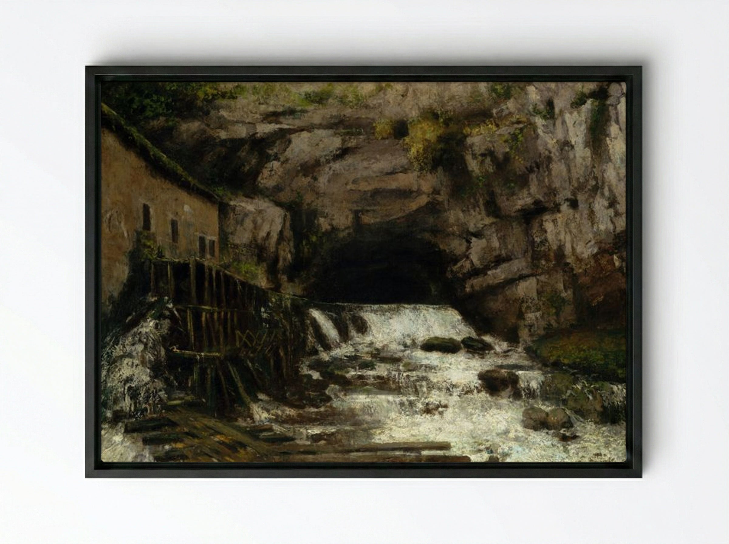 The Source of the Loue - Gustave Courbet - Framed Canvas Black