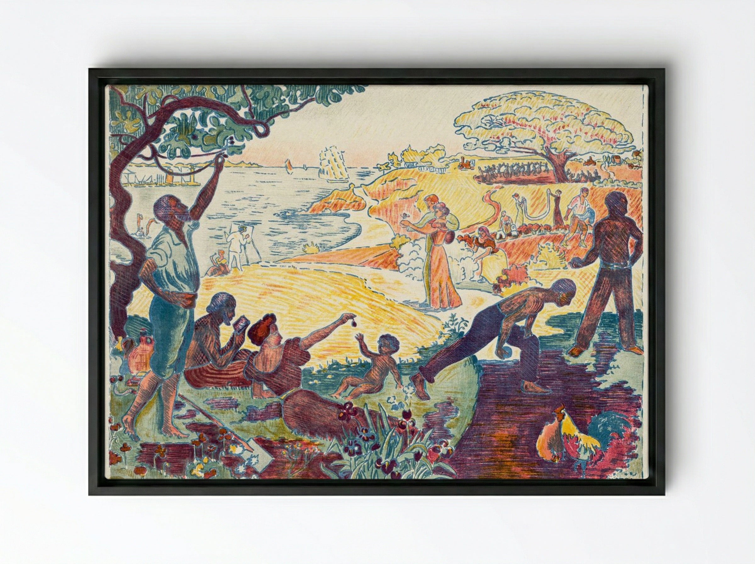 Harmonious Times - Paul Signac - Framed Canvas Black