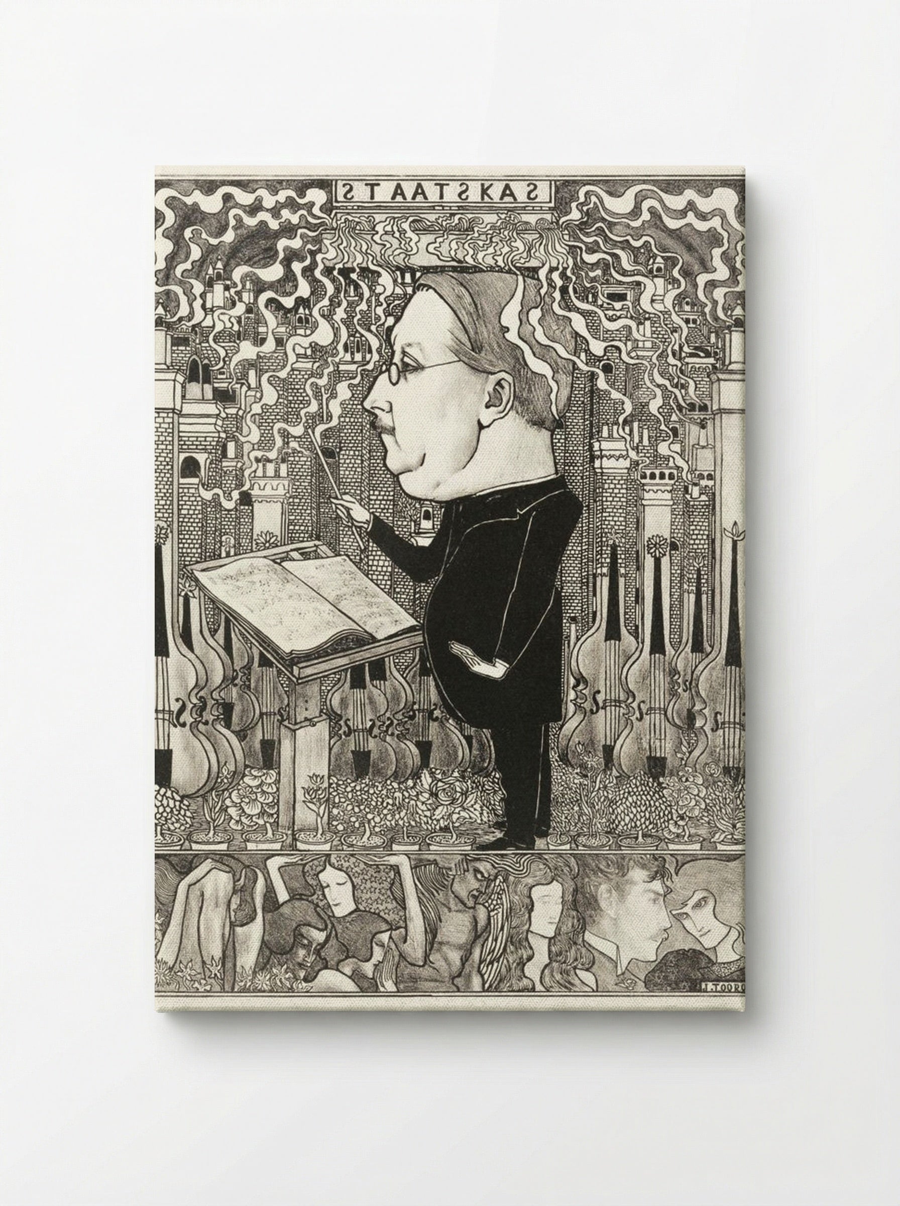 Conductor with Violins and Smoking Chimneys Behind - Jan Toorop - Canvas