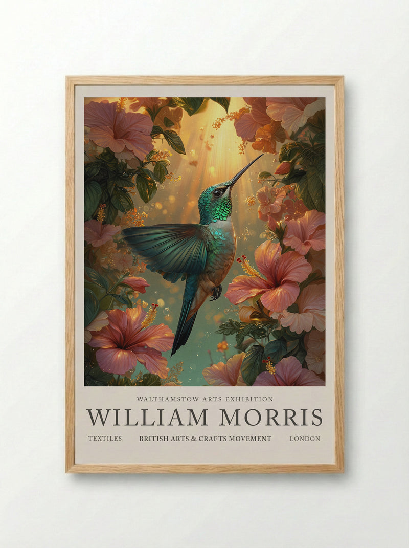 Hummingbird Halo - William Morris - Framed Print Wood