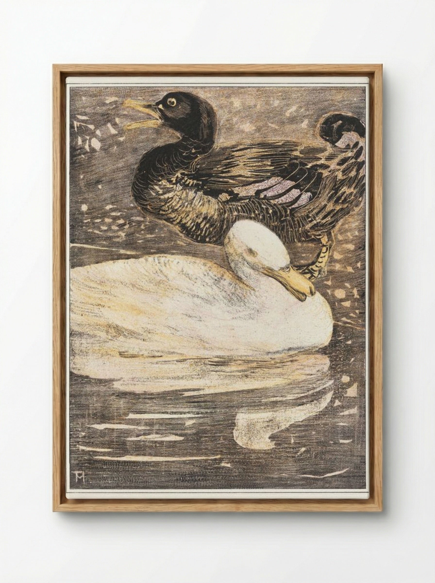 Two Ducks - Theo van Hoytema - Framed Canvas Wood