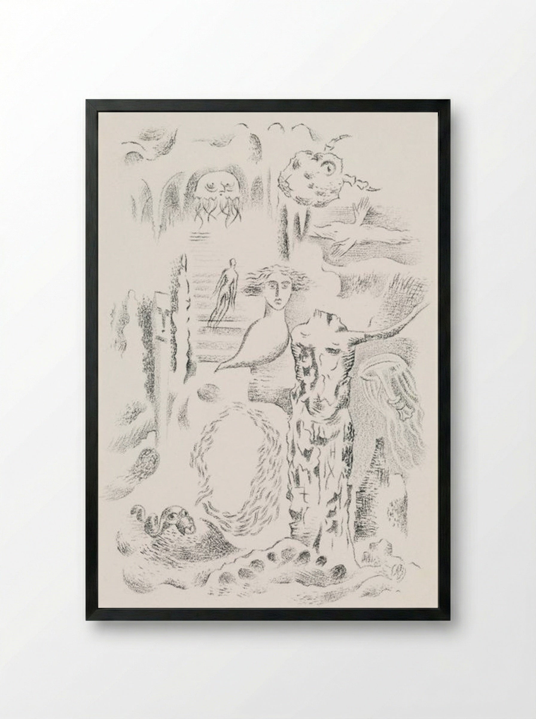 Design for Urne Buriall – Ghosts - Paul Nash - Framed Print Black