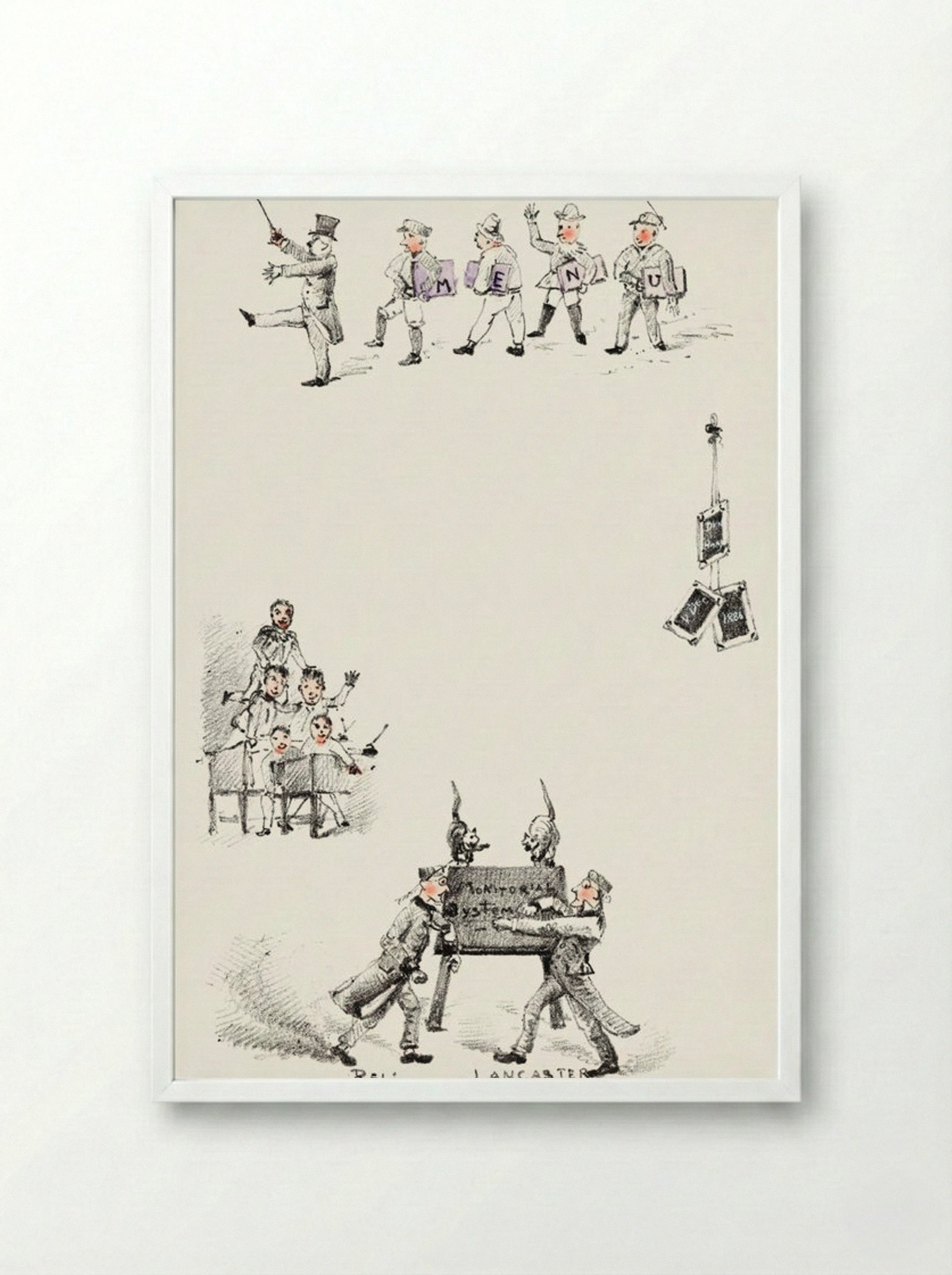 Menu Card with Teachers and Students - Theo van Hoytema - Framed Print White