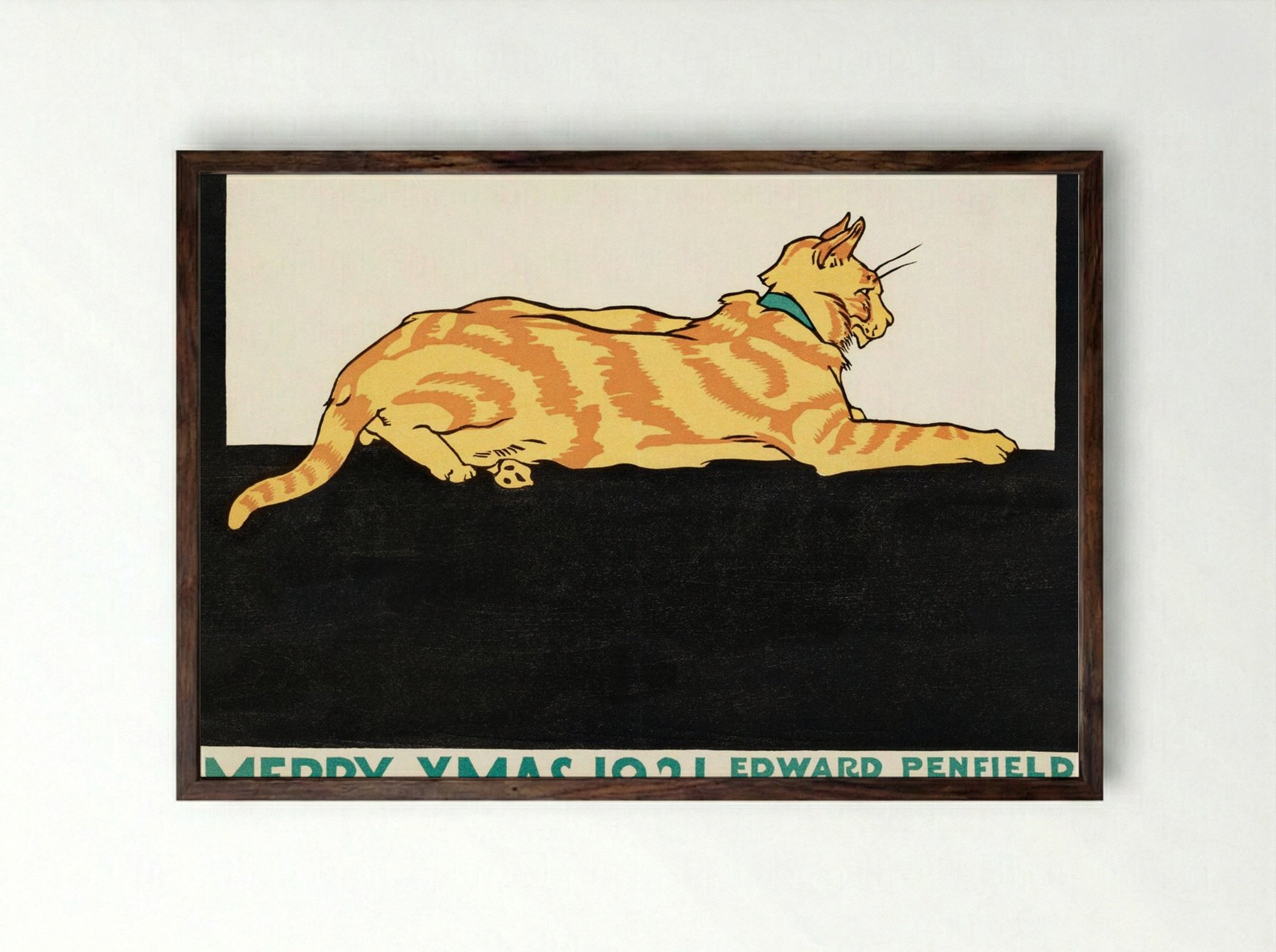 Merry Xmas 1921 - Edward Penfield - Framed Print Dark Wood