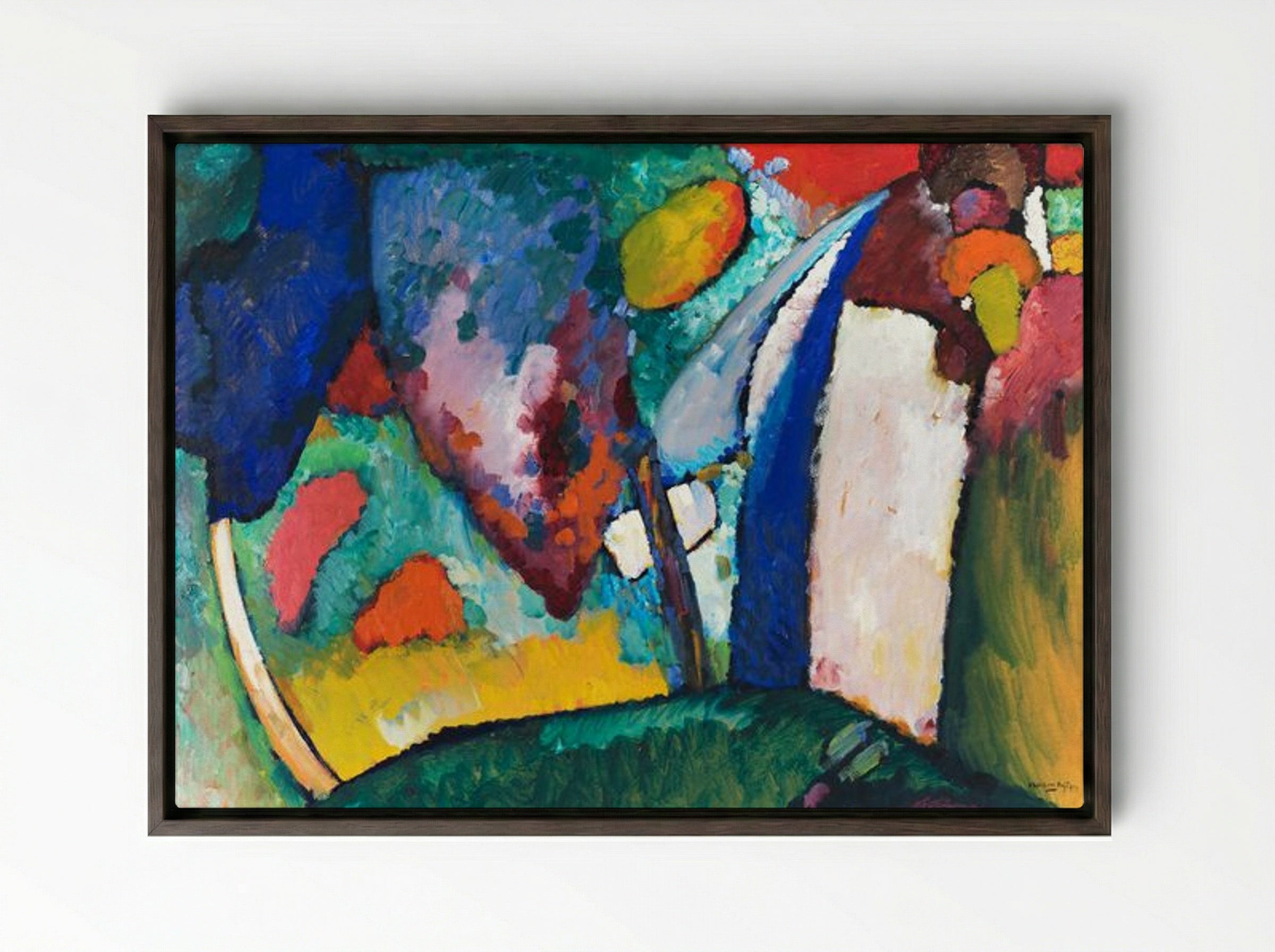 The Waterfall - Wassily Kandinsky - Framed Canvas Dark Wood