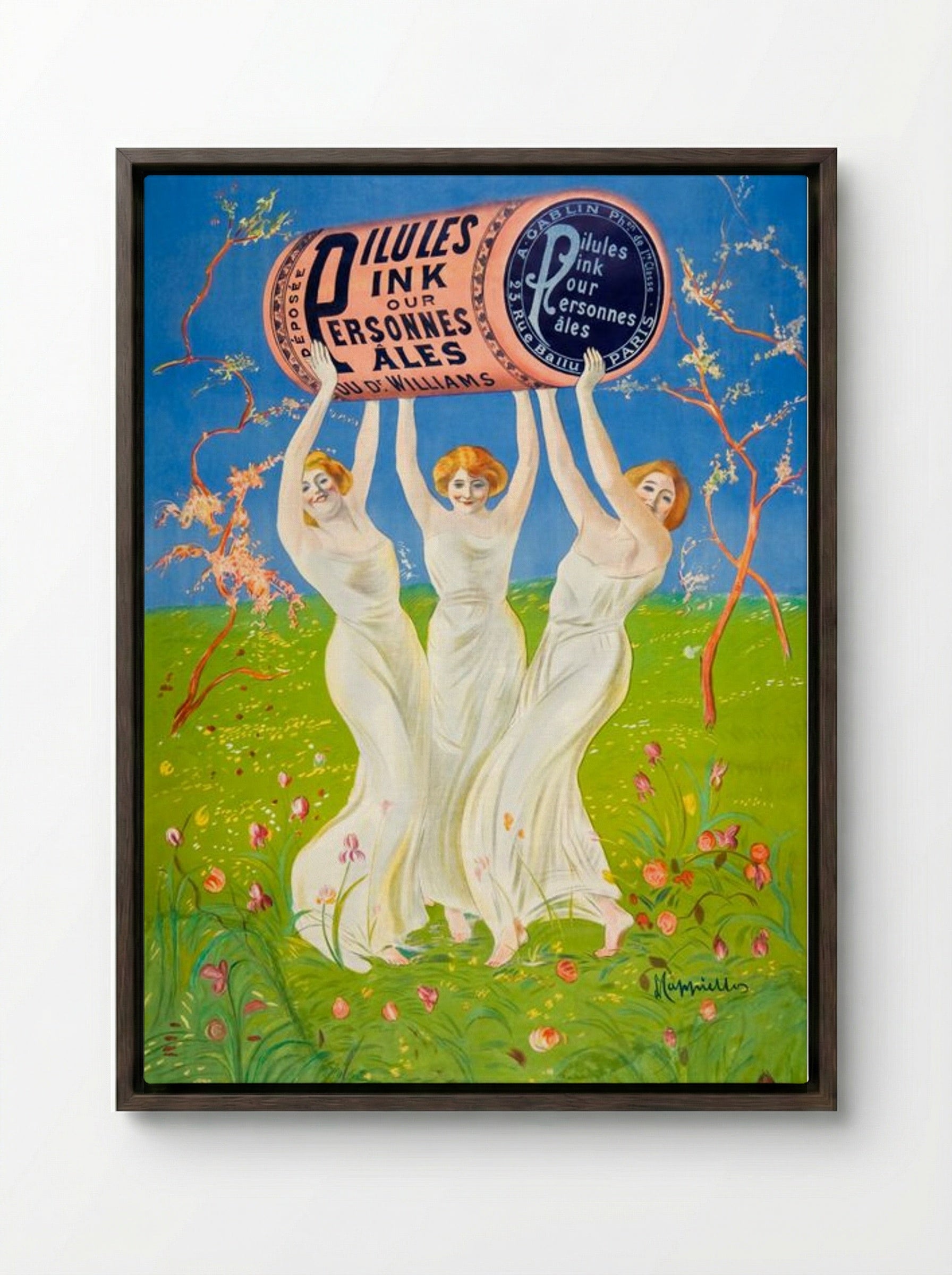 Pillules Ink Our Personnes Ales - Henri Thiriet - Framed Canvas Dark Wood