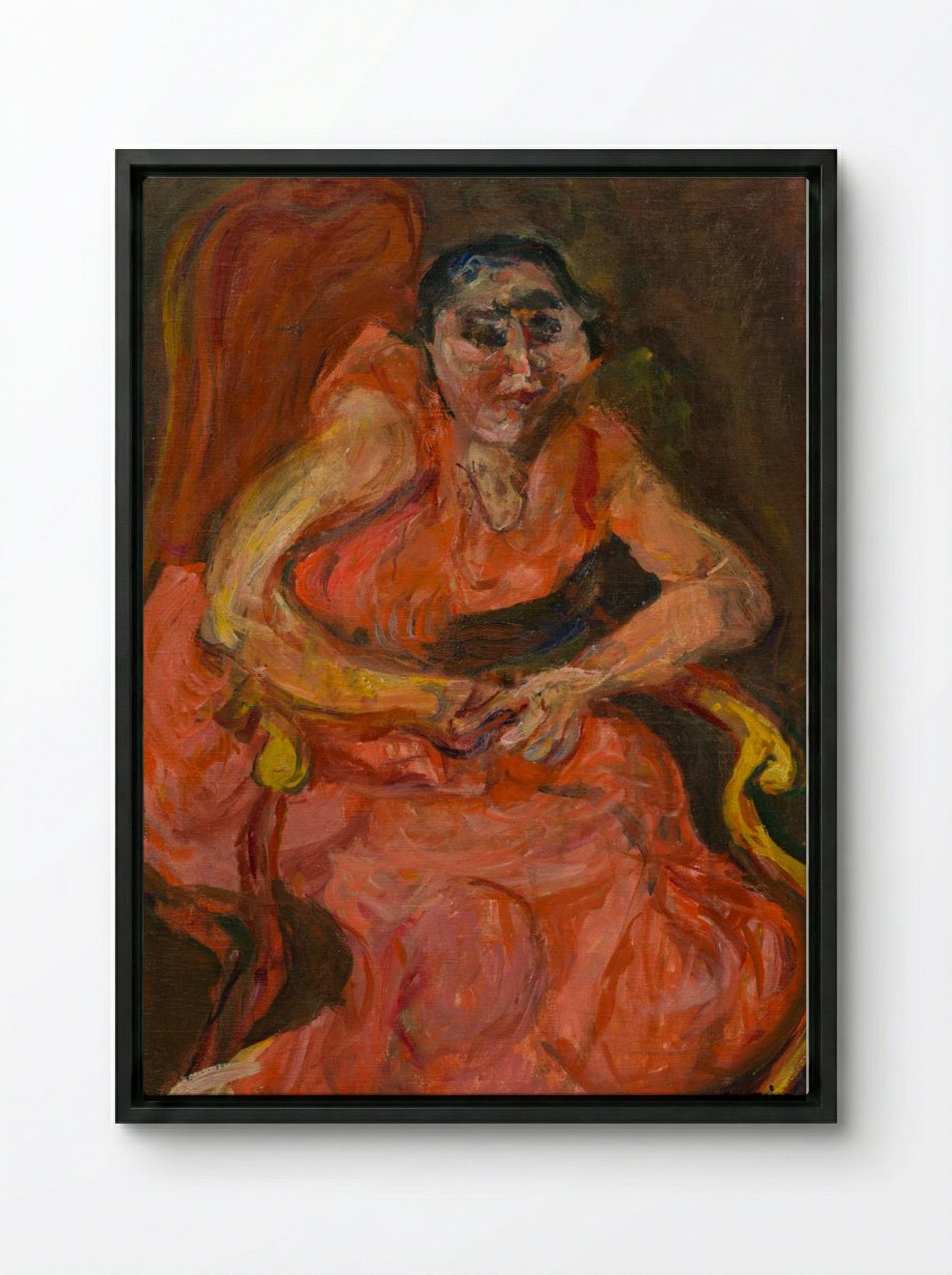 Woman in Pink - Chaïm Soutine - Framed Canvas Black