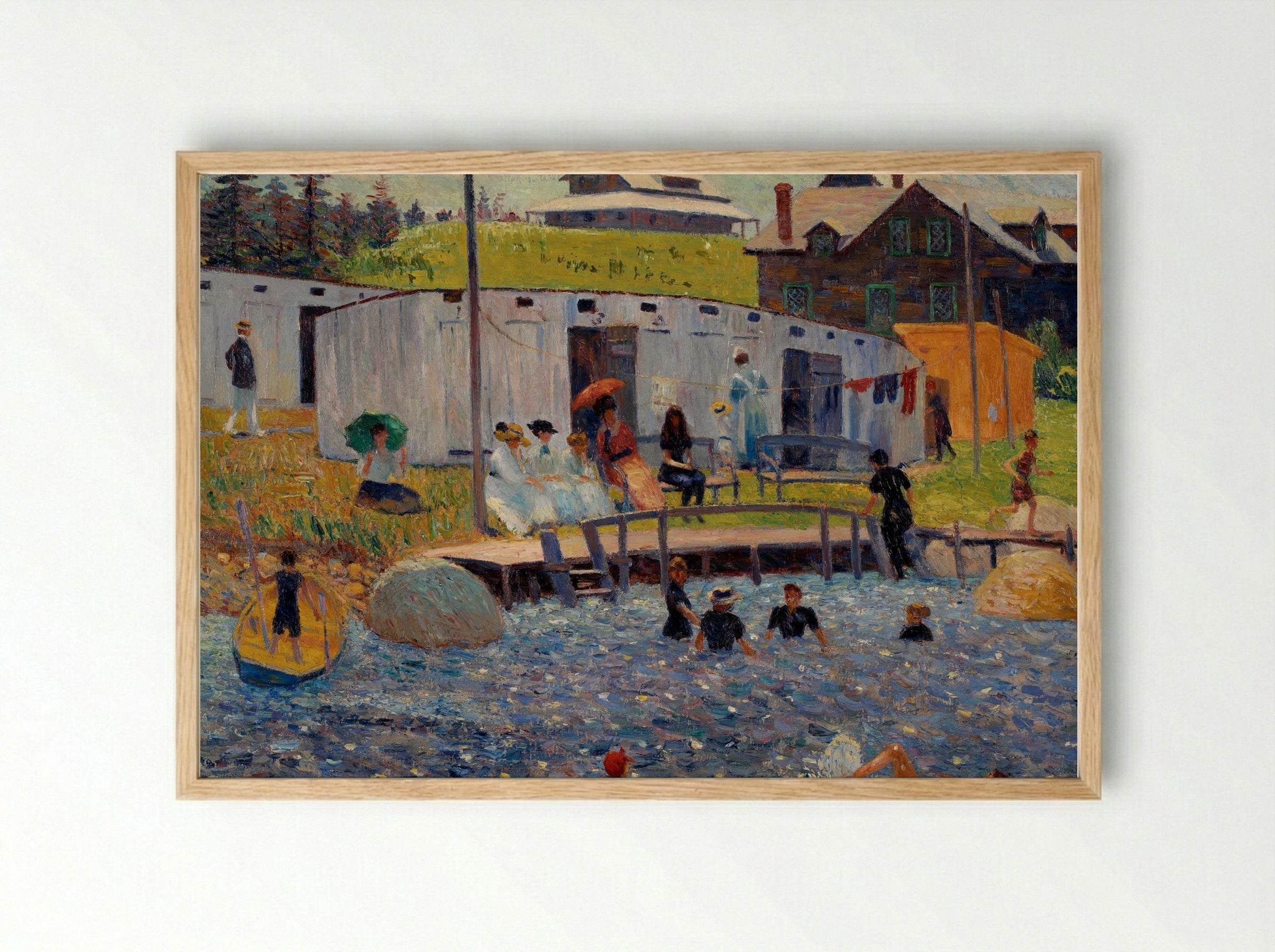 The Bathing Hour, Chester, Nova Scotia - William James Glackens - Framed Print Wood