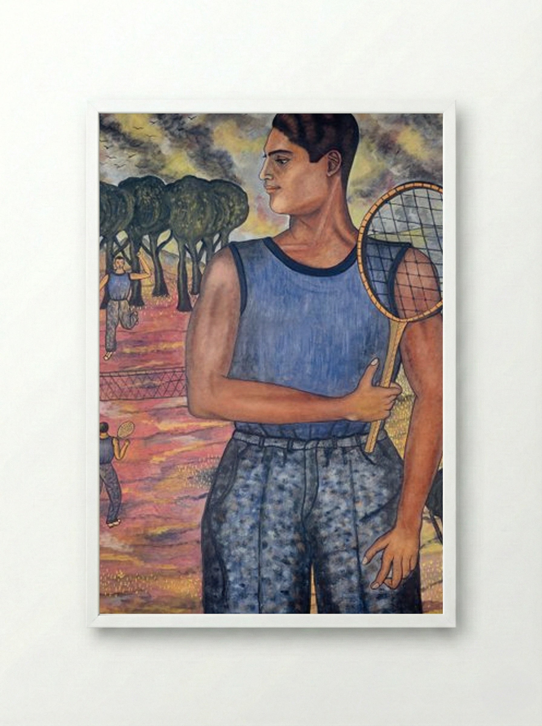 Portrait of Hugo Tilghman, The Tennis Player - Abraham A. Ángel - Framed Print White