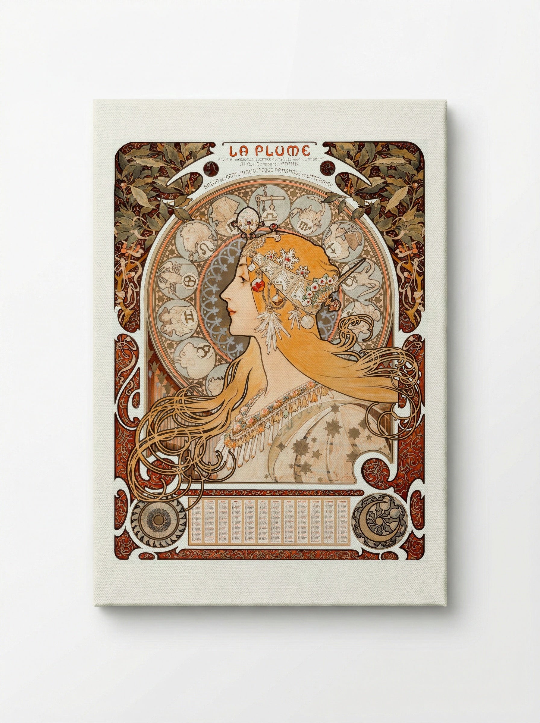 Zodiaque (La Plume) - Alphonse Mucha - Canvas