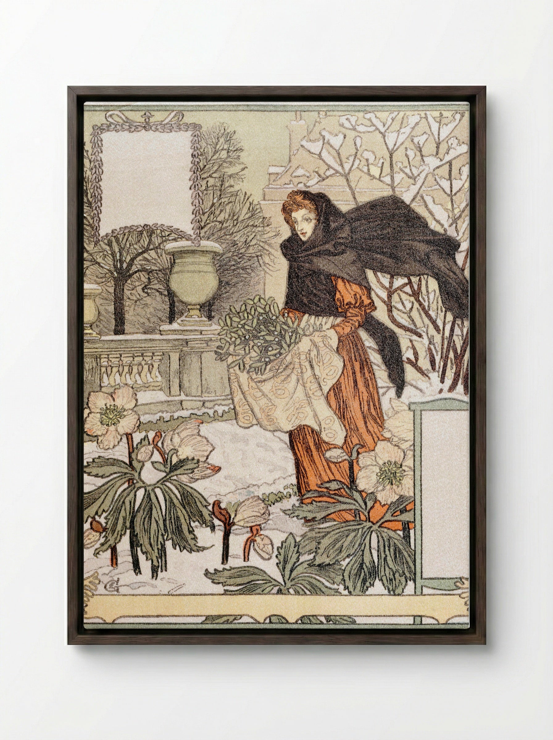 Allégorie du mois de Décembre - Eugène Grasset - Framed Canvas Dark Wood