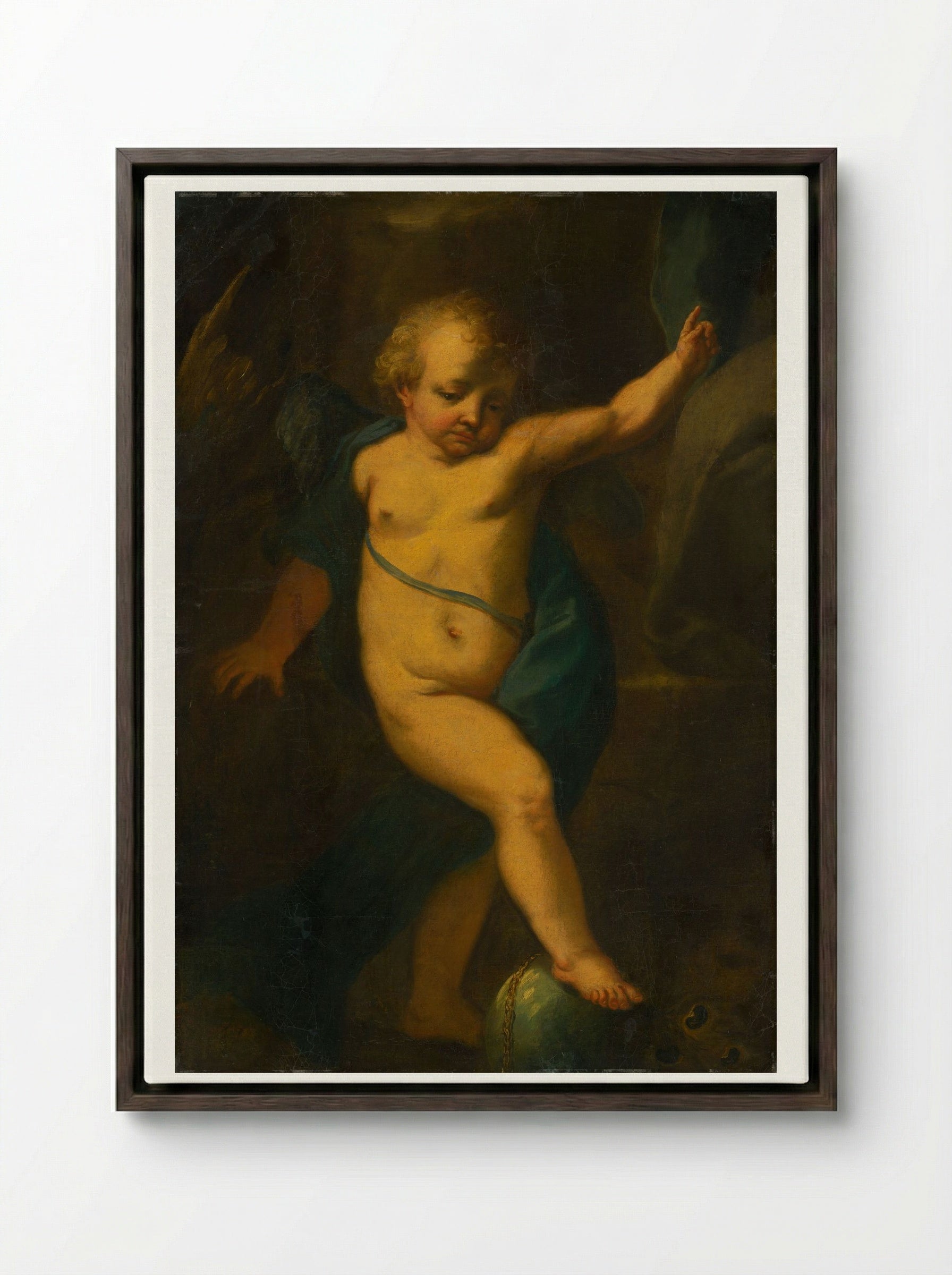 Allegorical Figure of an Angel - Fine Art Print - Framed Canvas Dark Wood