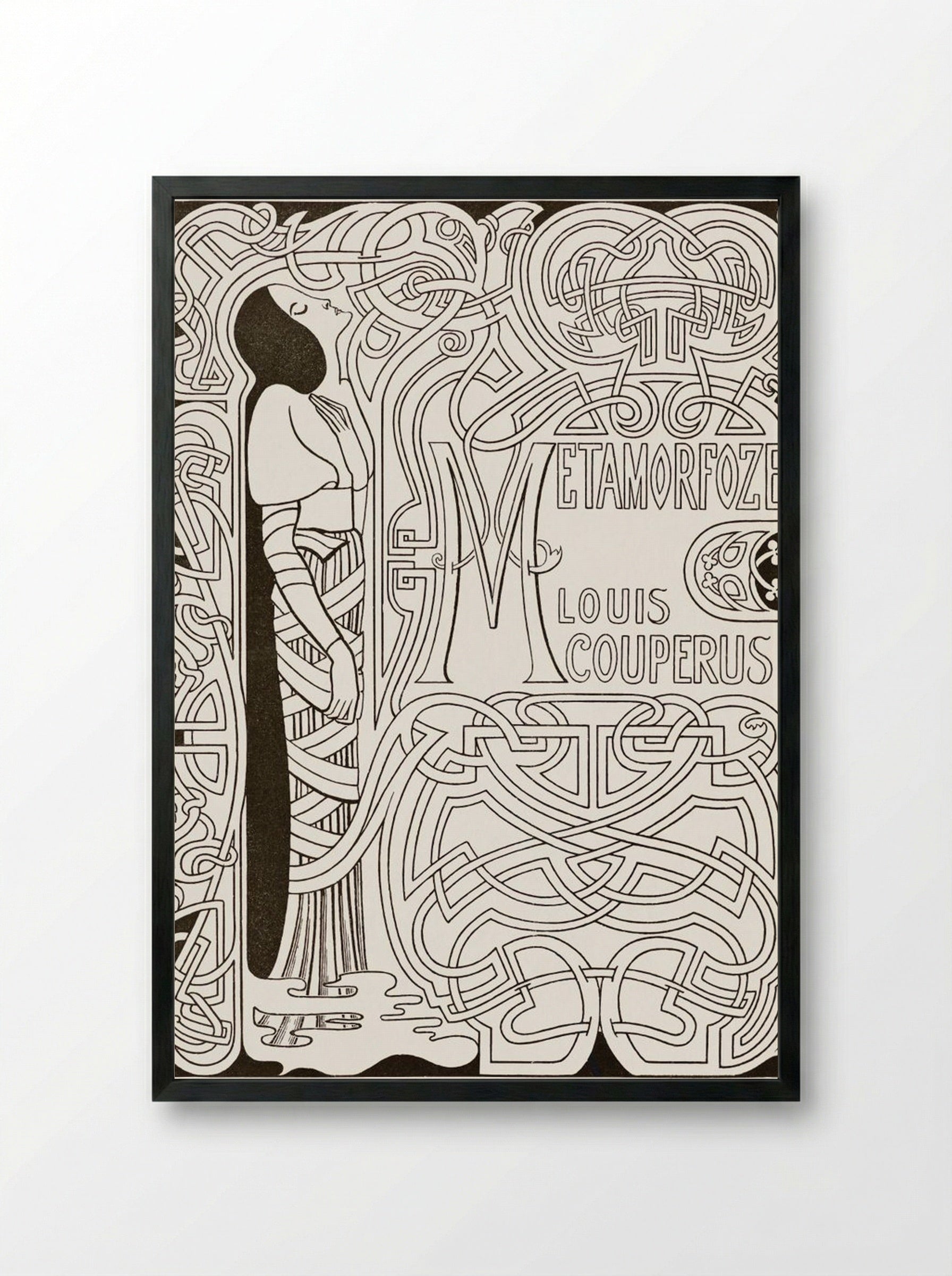Book Binding Design for 'Metamorfoze' by Louis Couperus - Jan Toorop - Framed Print Black