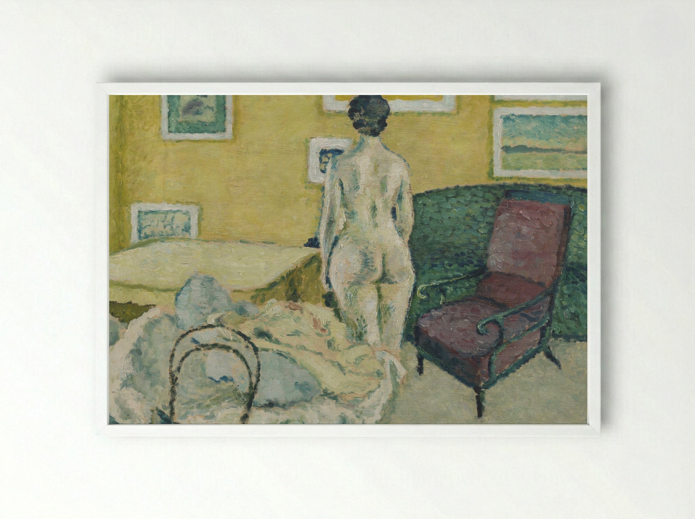 Model Figure in Interior - Harald Giersing - Framed Print White