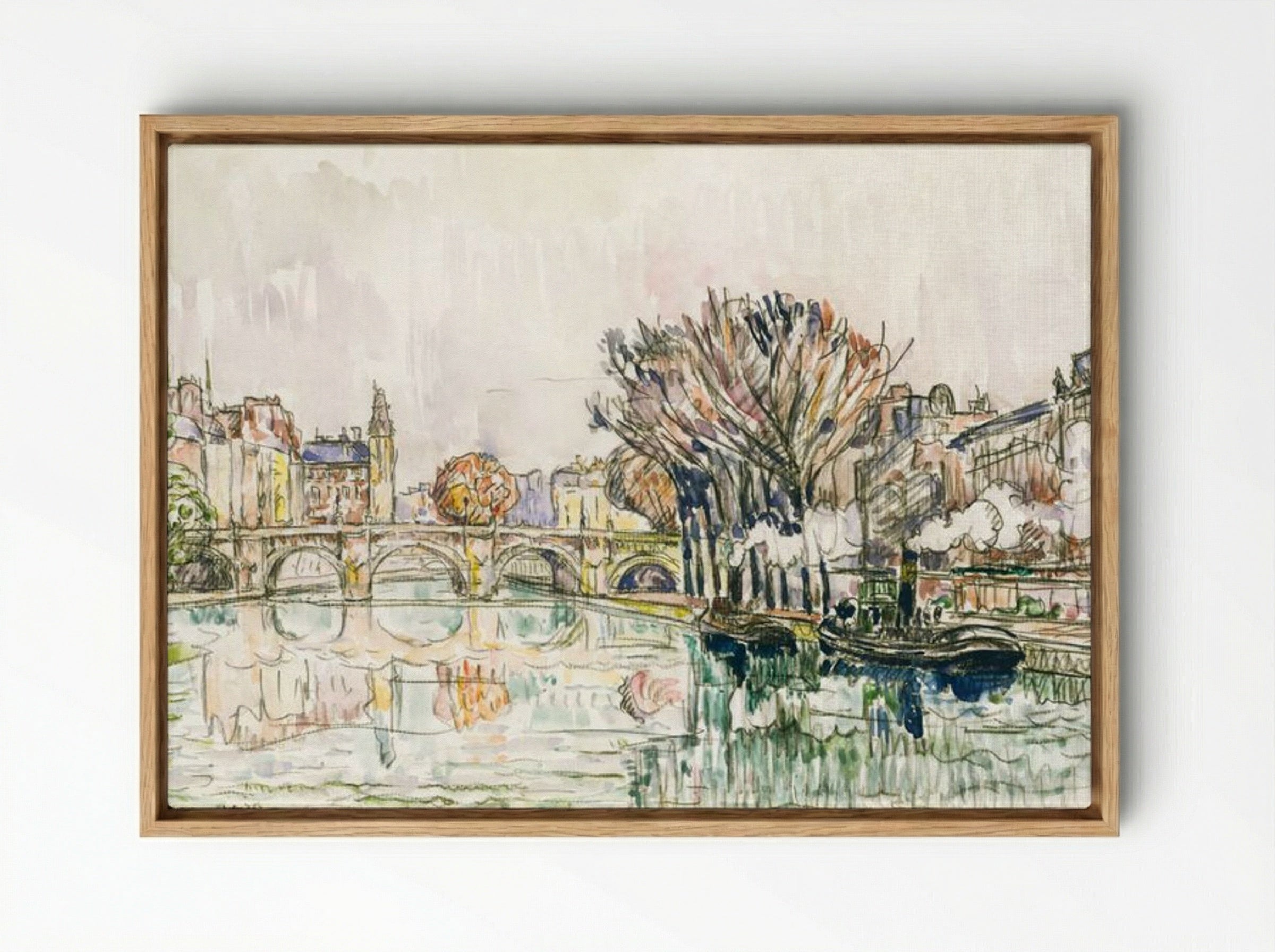The Pont Neuf, Paris - Paul Signac - Framed Canvas Wood