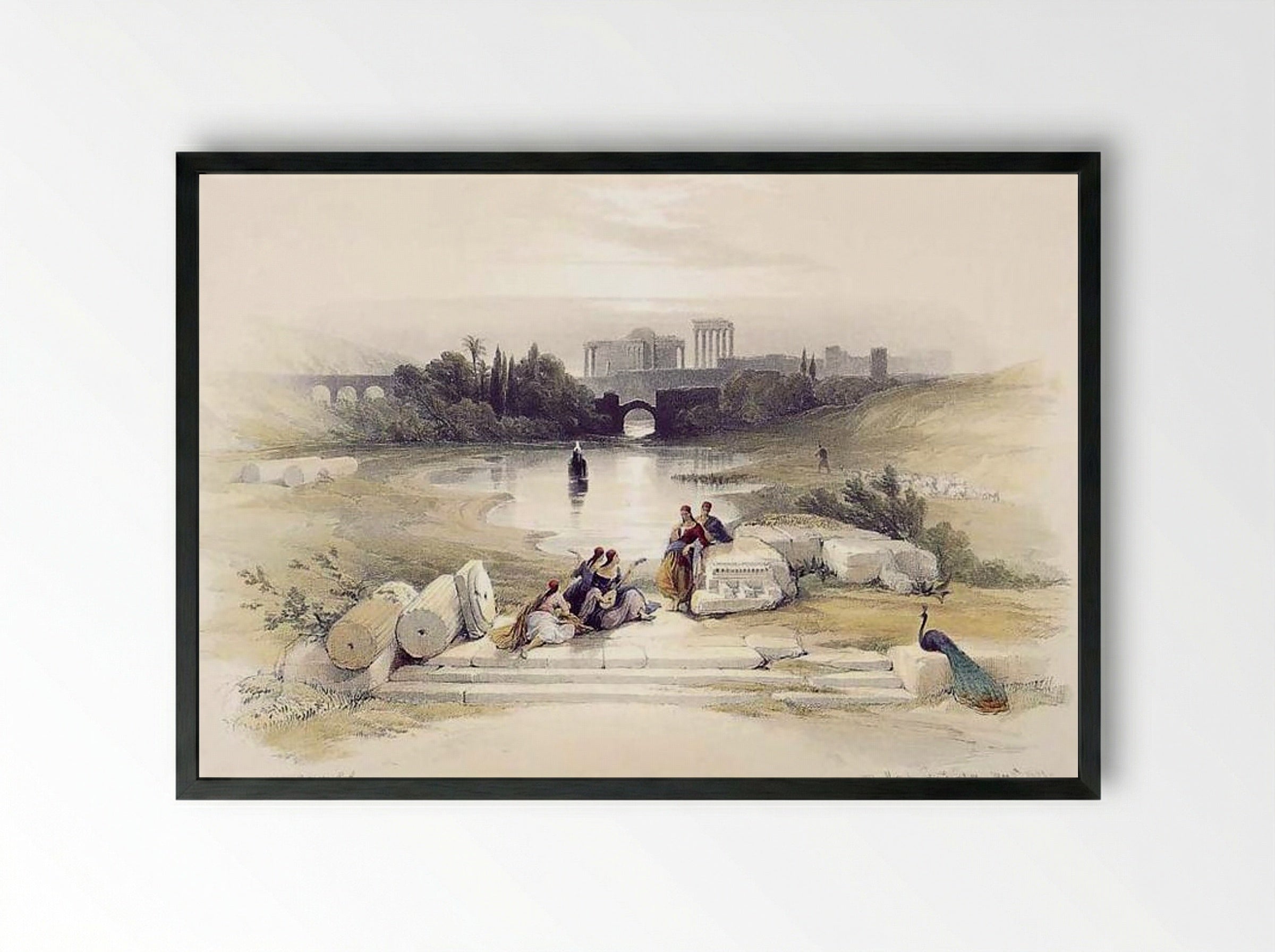Baalbec, from the Fountain - David Roberts - Framed Print Black