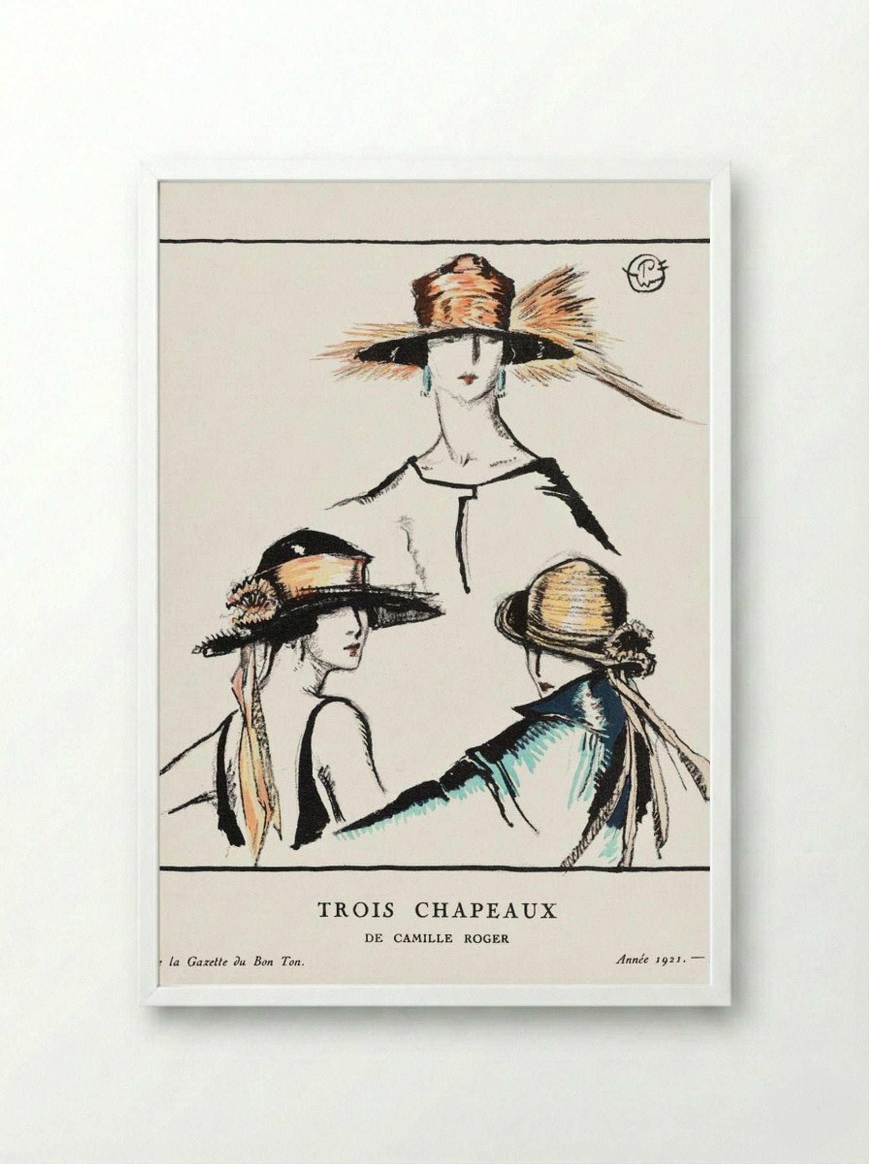 Trois Chapeaux (Three Hats) - Porter Woodruff - Framed Print White