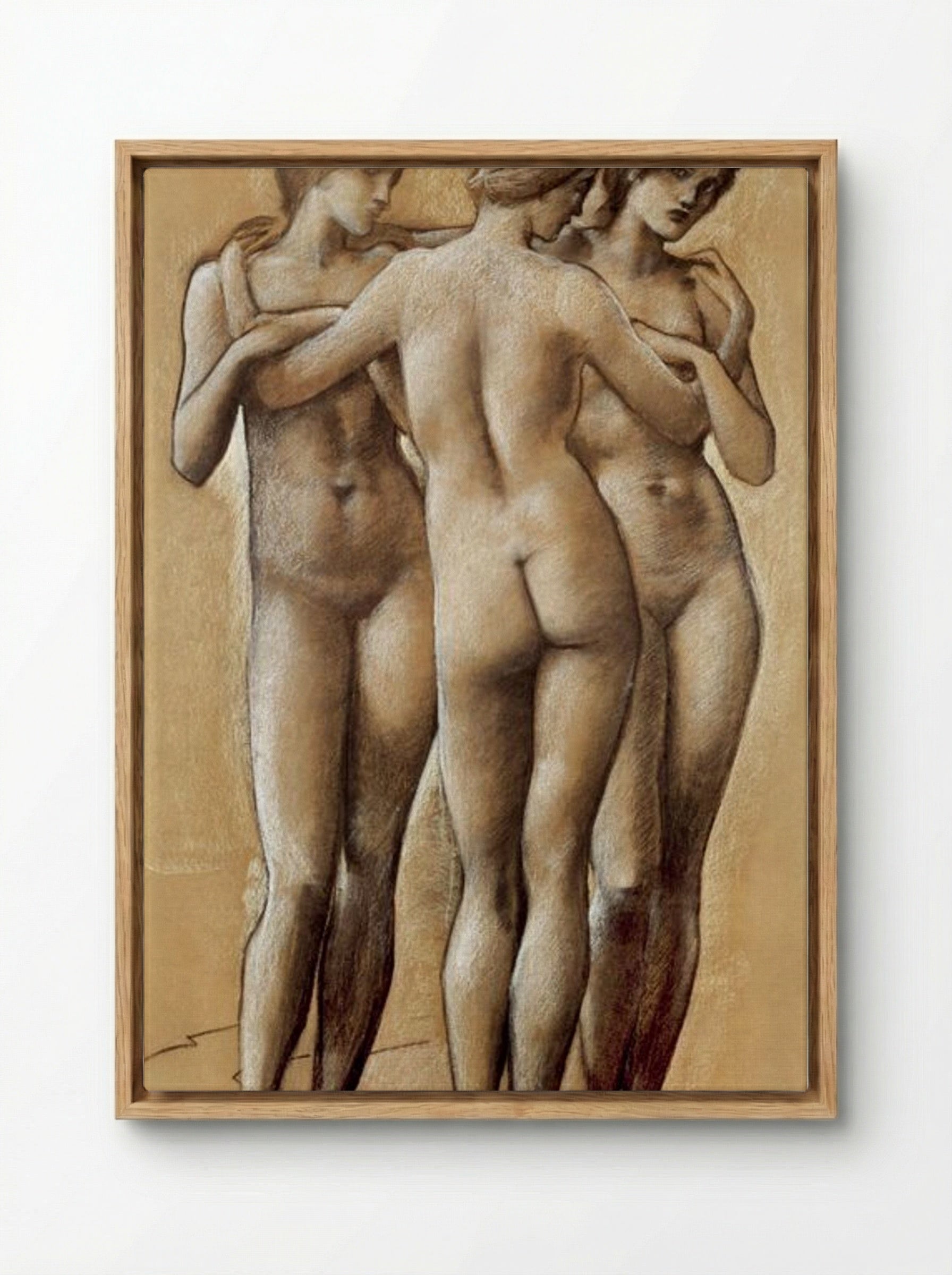 Study of the Three Graces - Edward Burne-Jones - Framed Canvas Wood