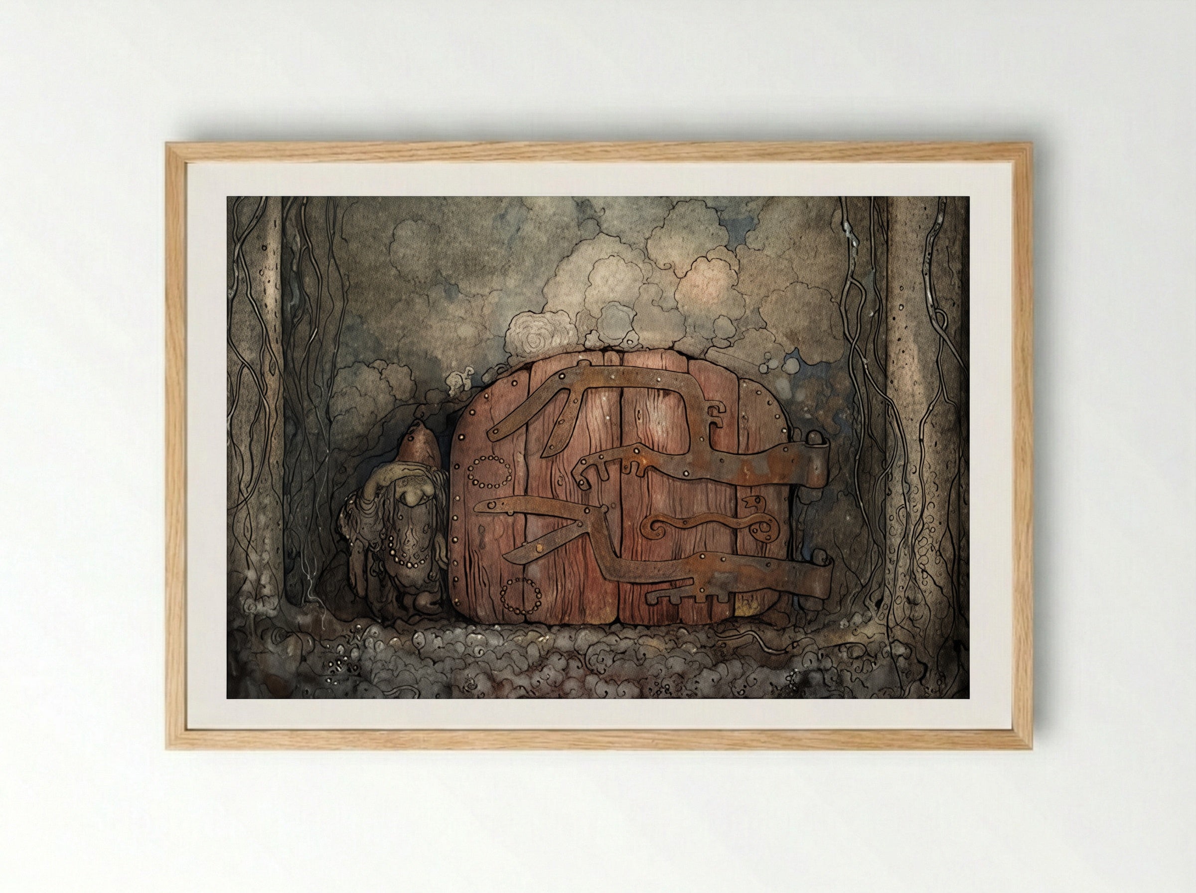 The Mountain Gate - John Bauer - Framed Print Wood