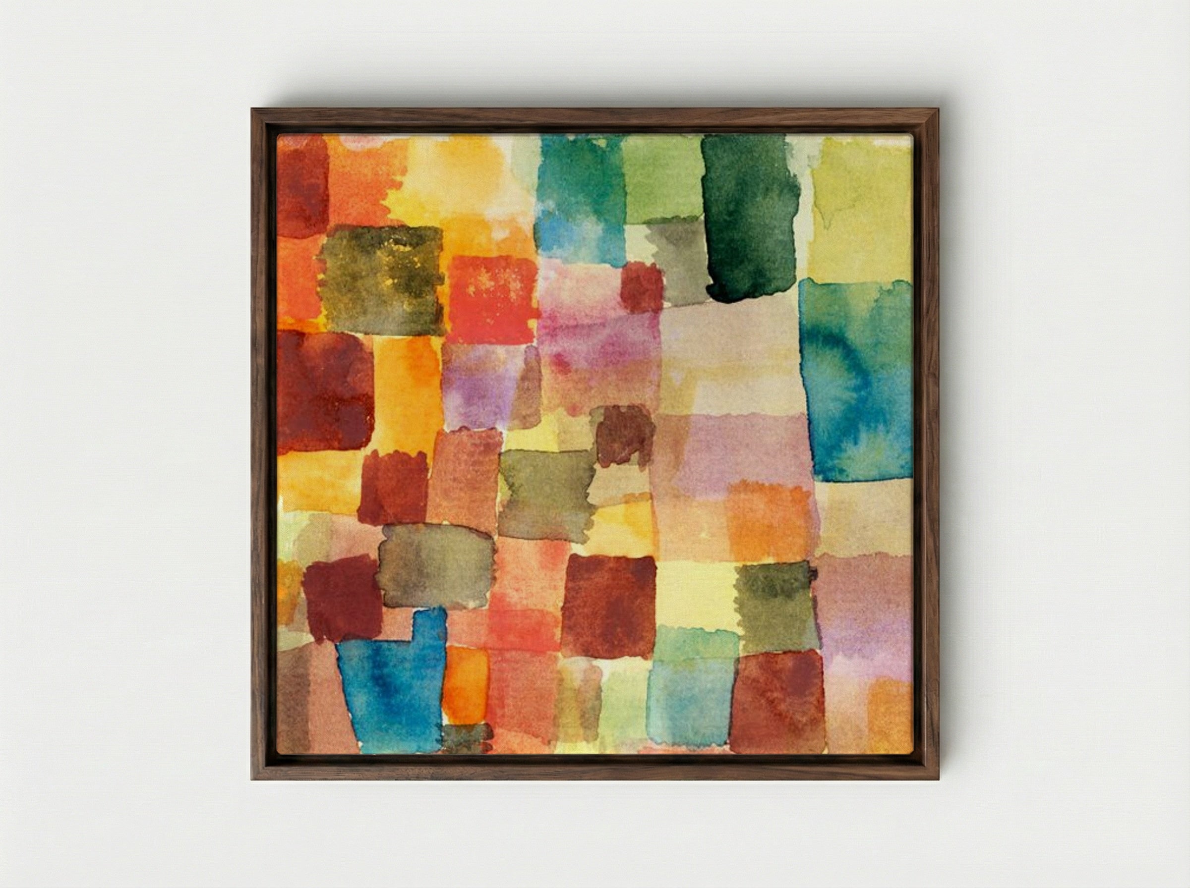 Untitled (Colour Grid) - Paul Klee - Framed Canvas Dark Wood