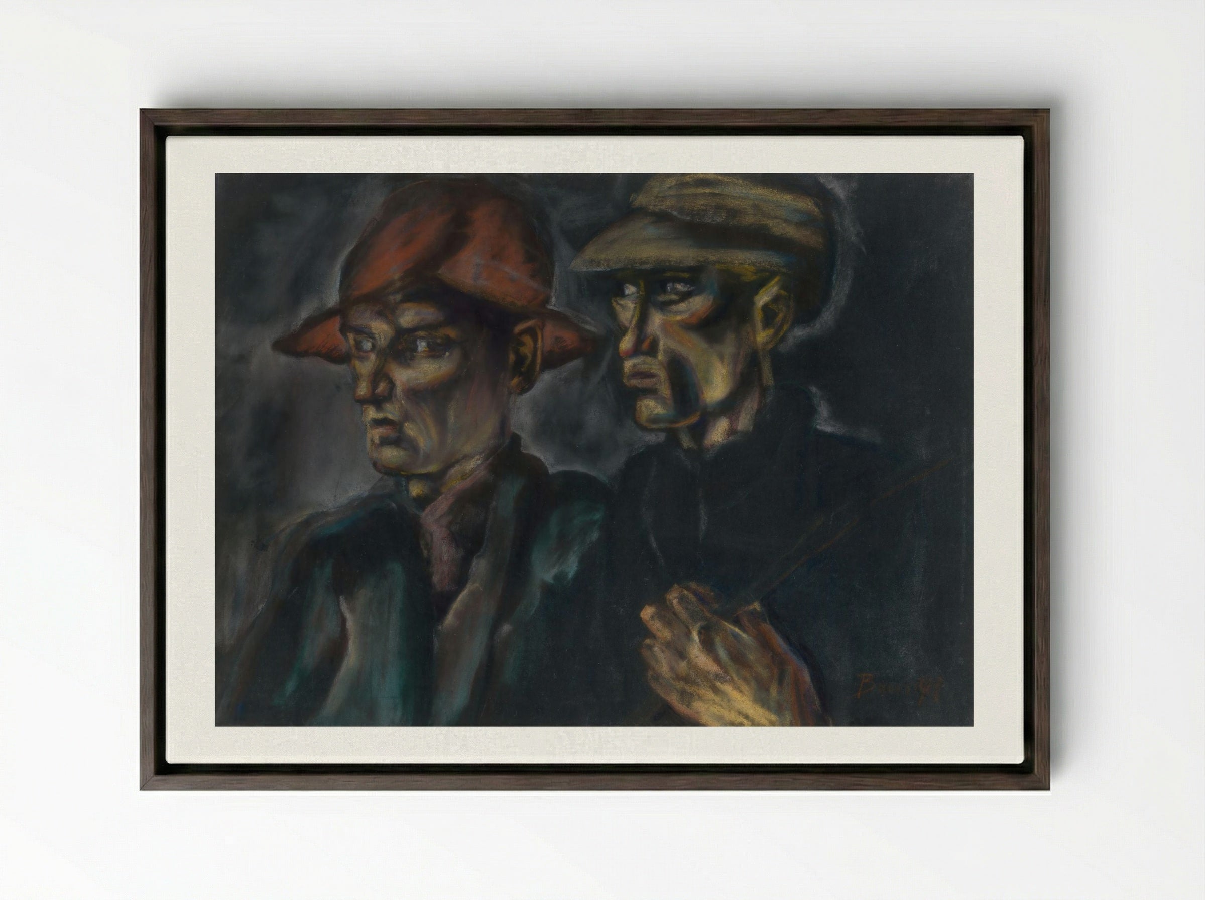 Tramps - Konstantin Bauer - Framed Canvas Dark Wood
