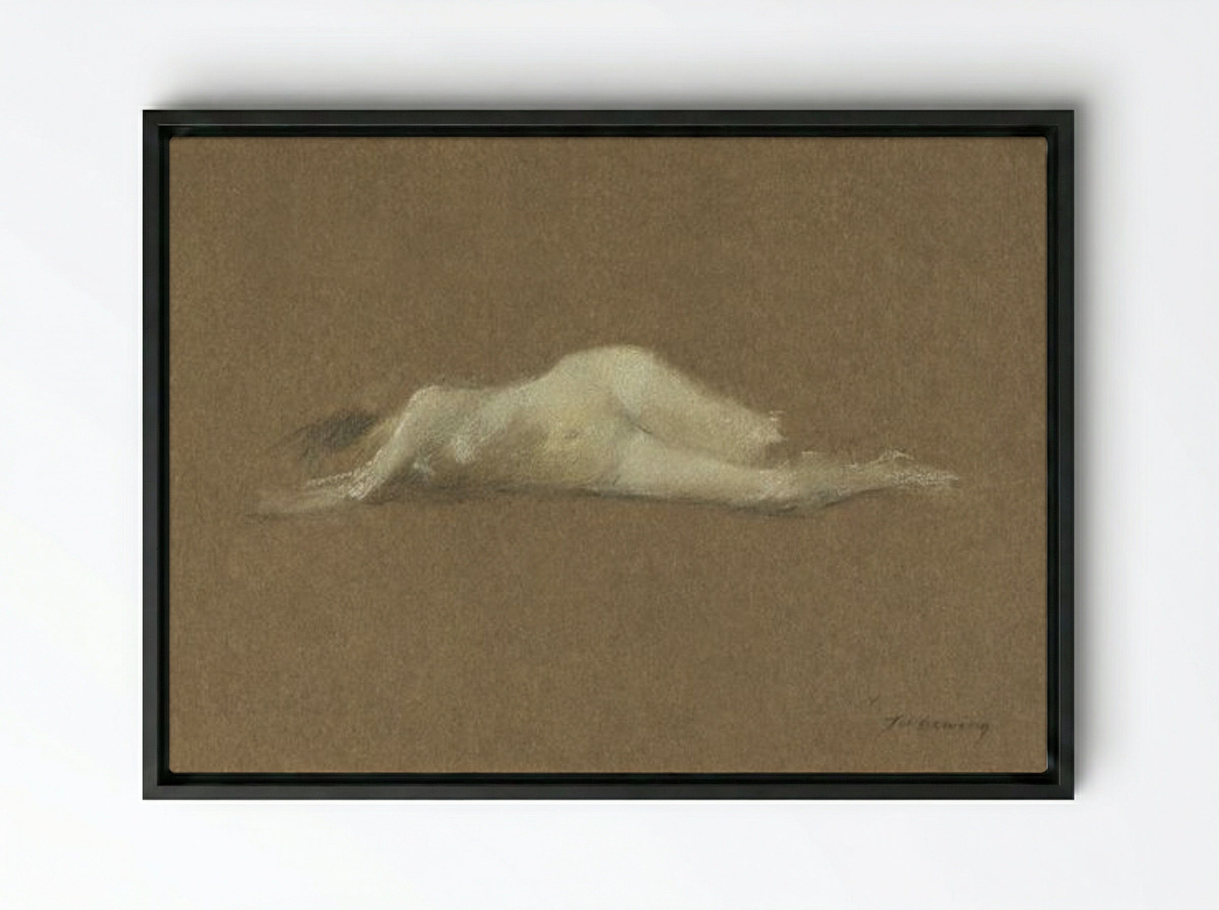 Nude Woman on Her Side - Thomas Wilmer Dewing - Framed Canvas Black