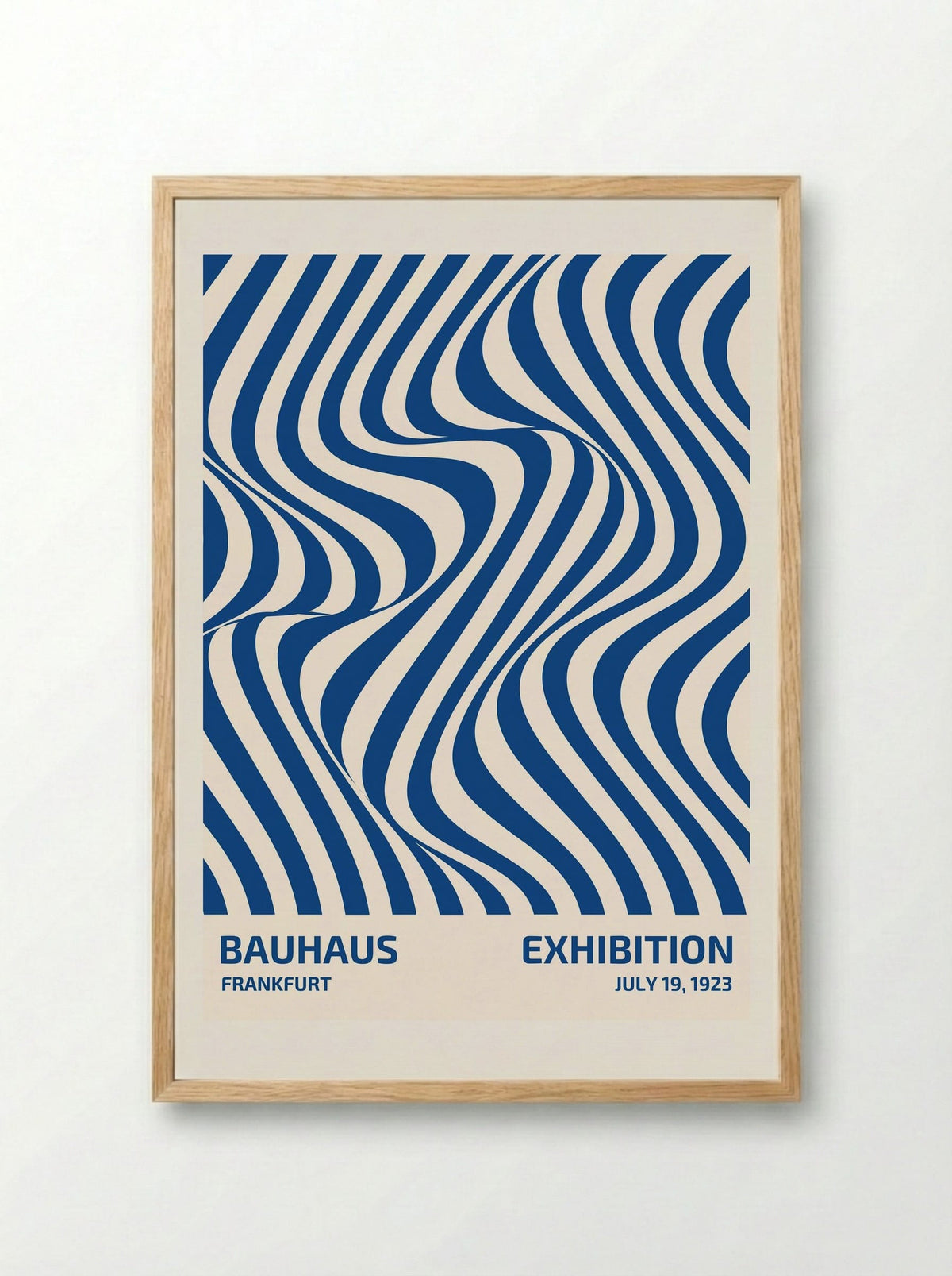 Bauhaus Optical Waves – Blue Edition (1923) - Framed Print Wood