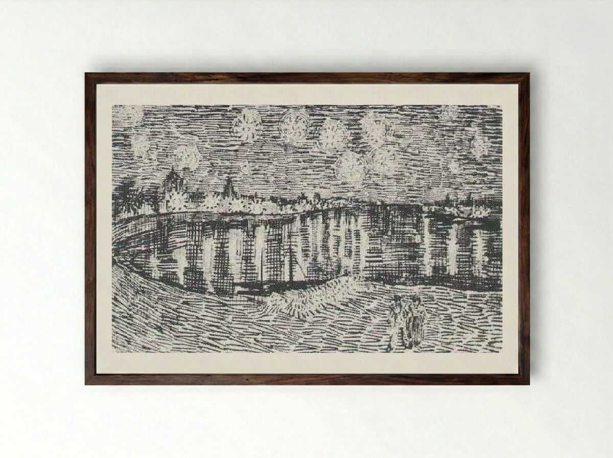 The Starry Night - Vincent van Gogh - Framed Print Dark Wood