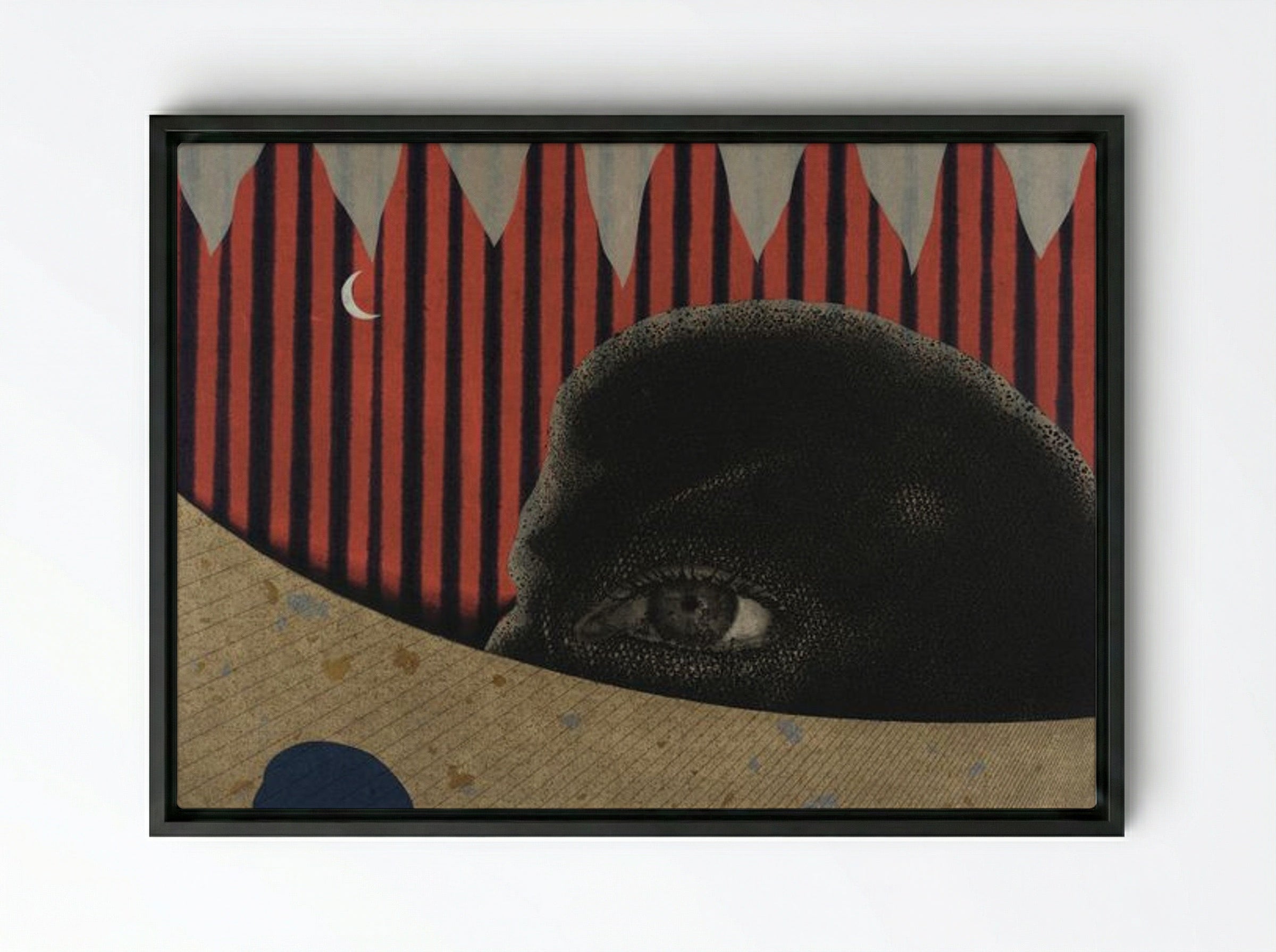 Surrealist Landscape with Eye - Fine Art Print - Framed Canvas Black