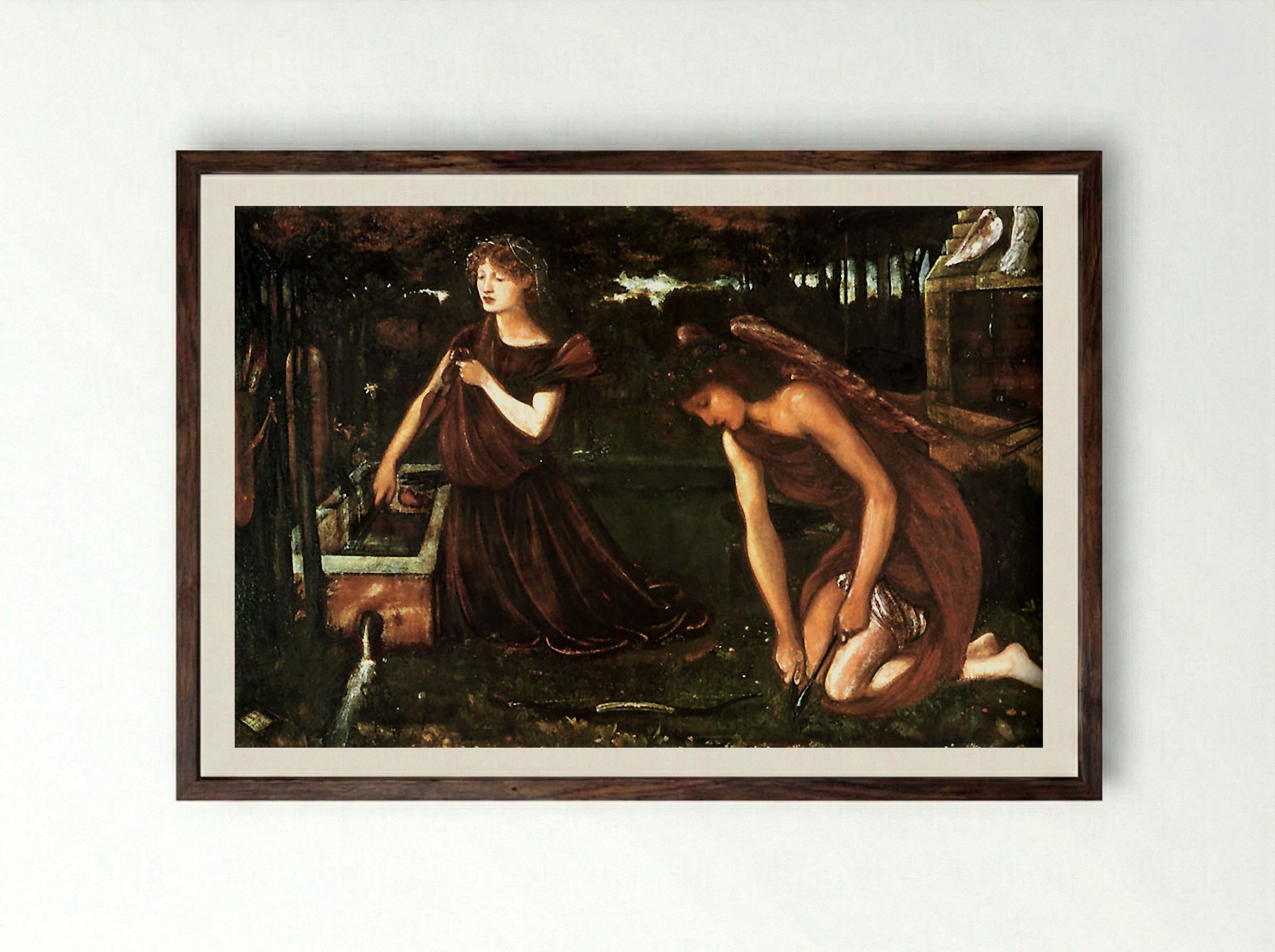 Cupid's Forge - Edward Burne-Jones - Framed Print Dark Wood