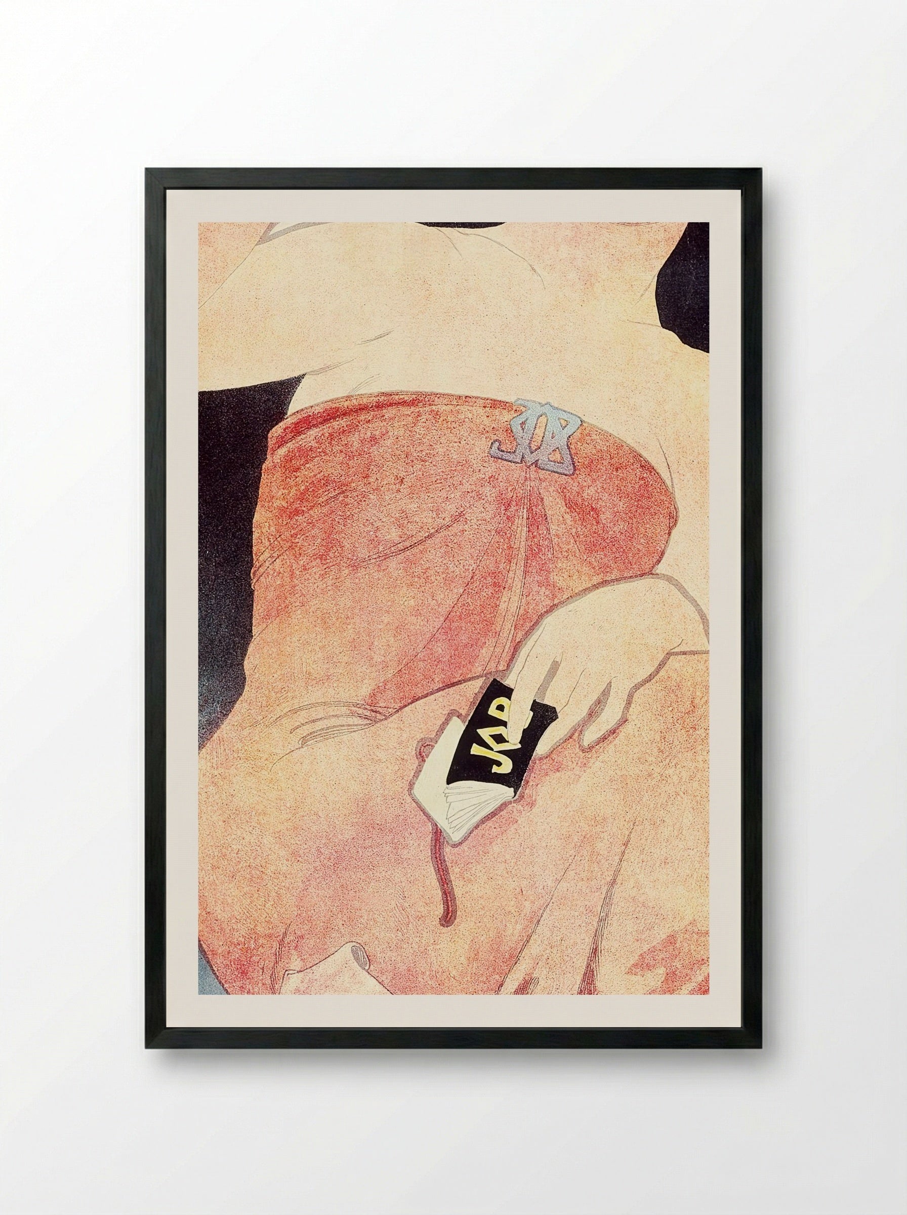 JOB (Woman Smoking) - Alphonse Mucha - Framed Print Black