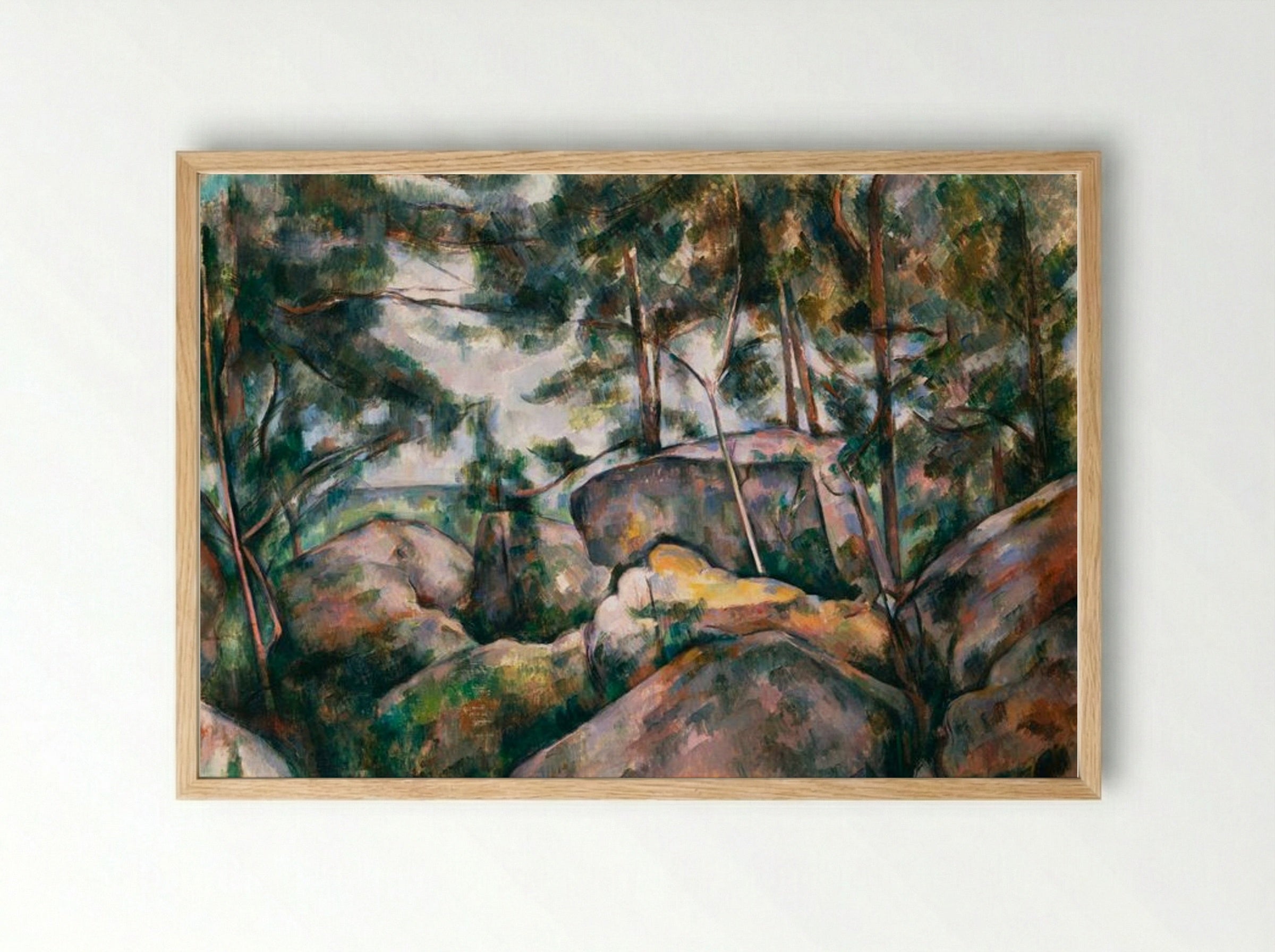 Rocks in the Forest - Paul Cézanne - Framed Print Wood