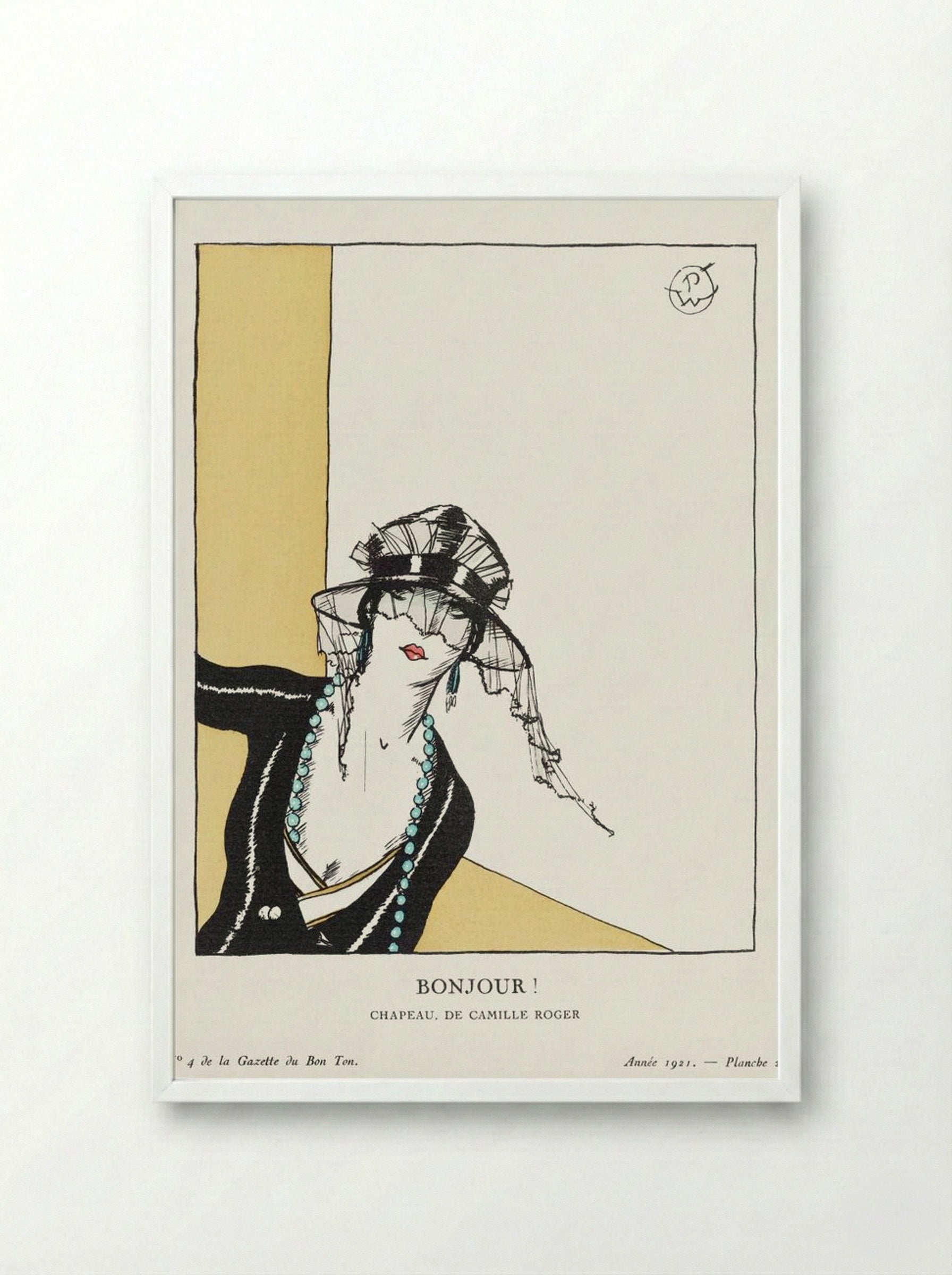 Bonjour! Chapeau de Camille Roger - Porter Woodruff - Framed Print White