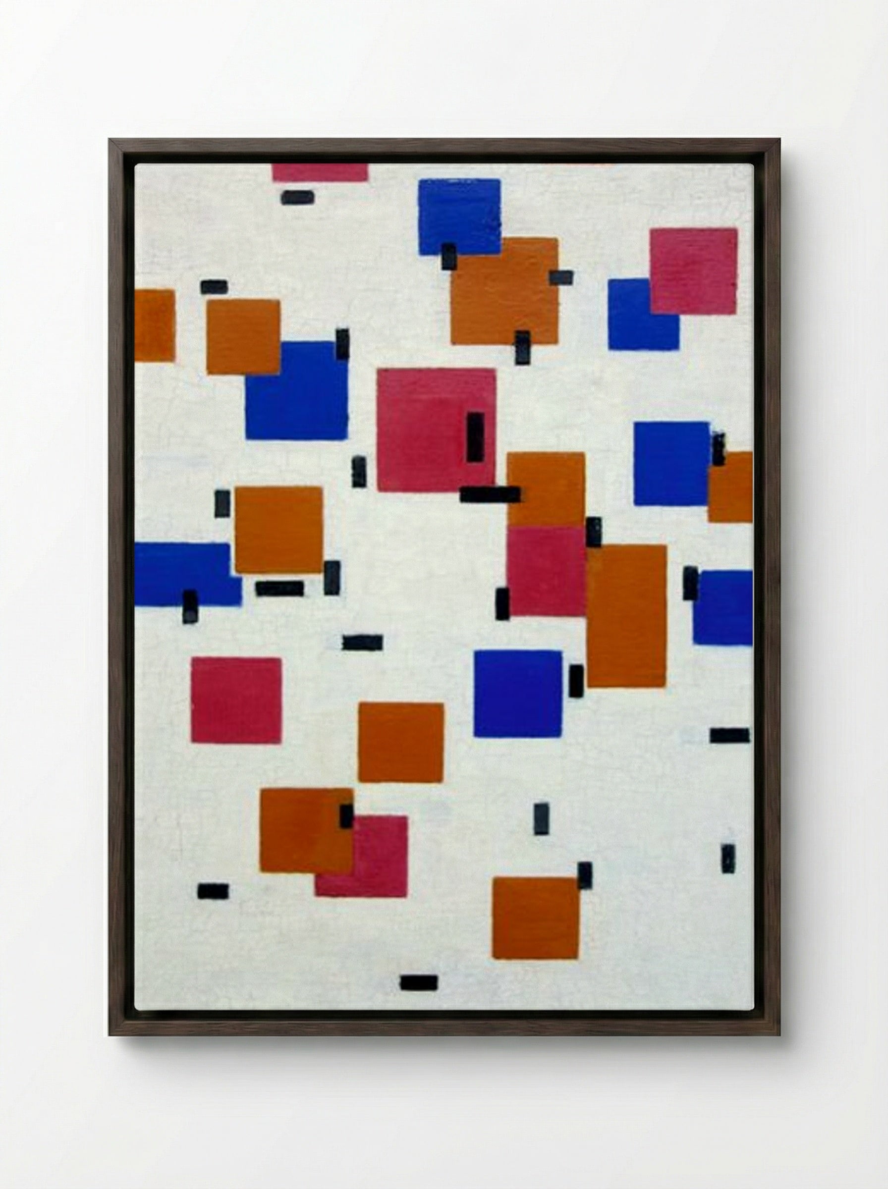 Composition in Colour A - Piet Mondrian - Framed Canvas Dark Wood