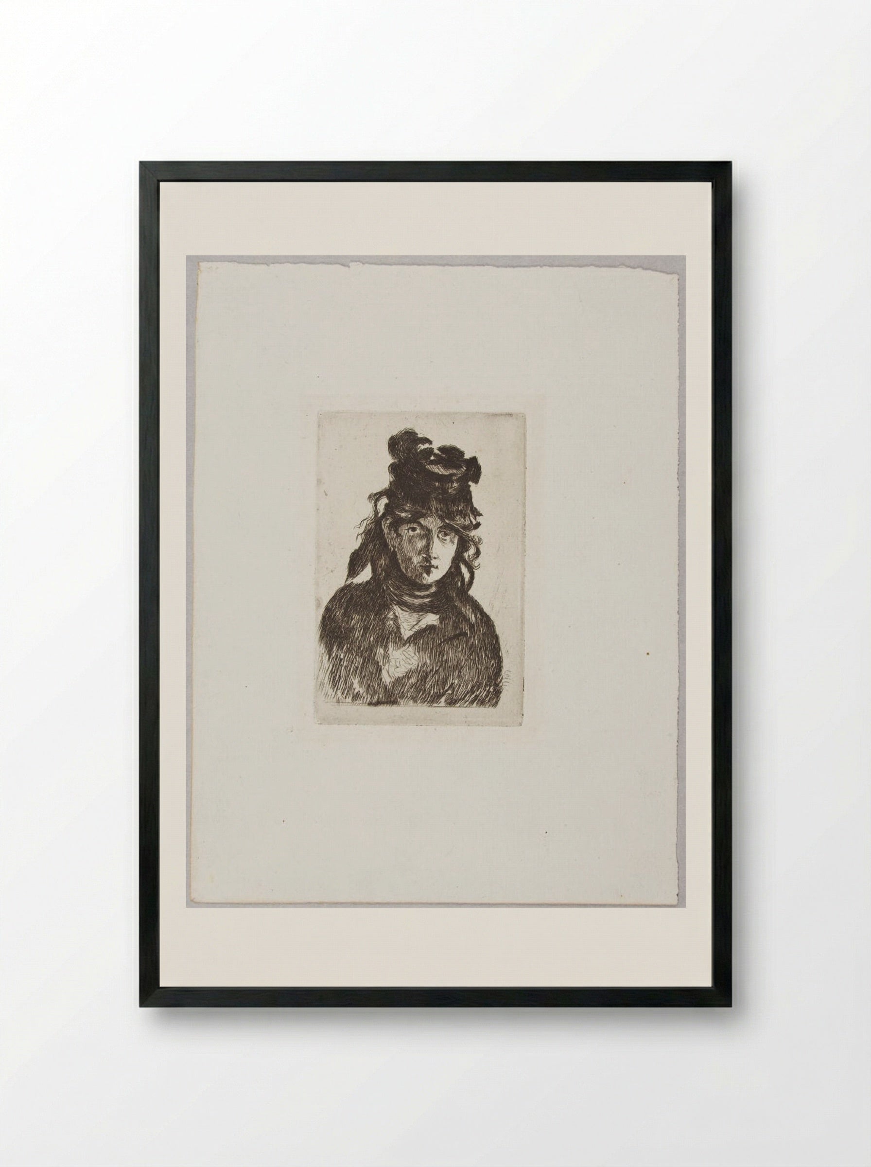 Berthe Morisot (Édouard Manet) - Édouard Manet - Framed Print Black